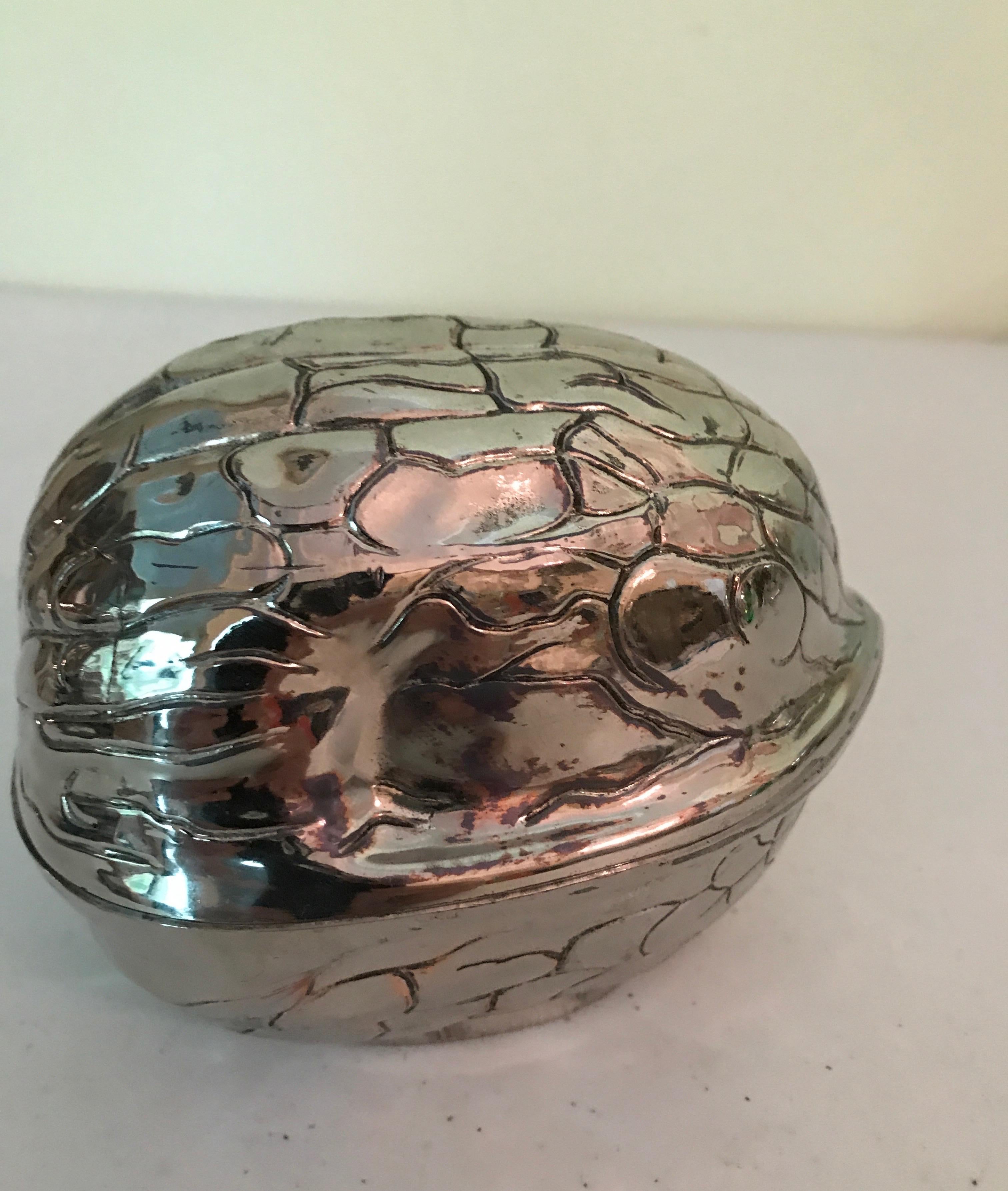 Italian Vintage Silver Plate Walnut Box For Sale