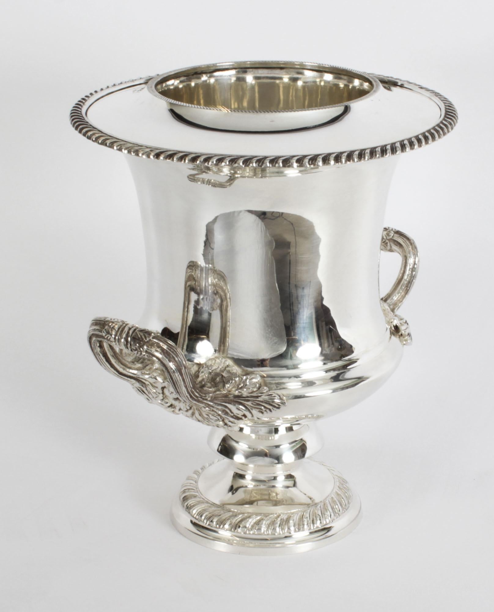 Vintage Silver Plate Wine Champagne Cooler, 20th Century 7