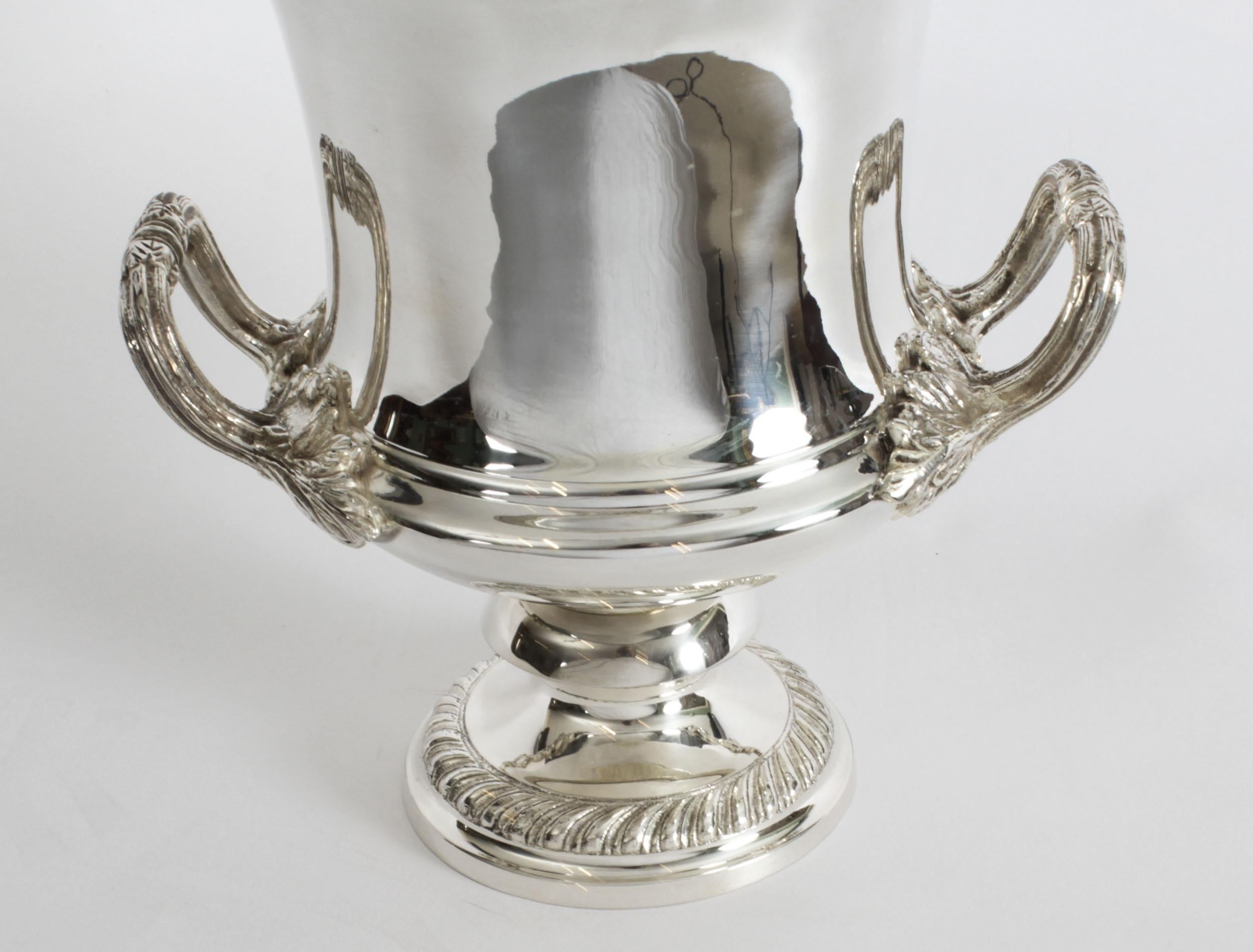 Vintage Silver Plate Wine Champagne Cooler, 20th Century 12