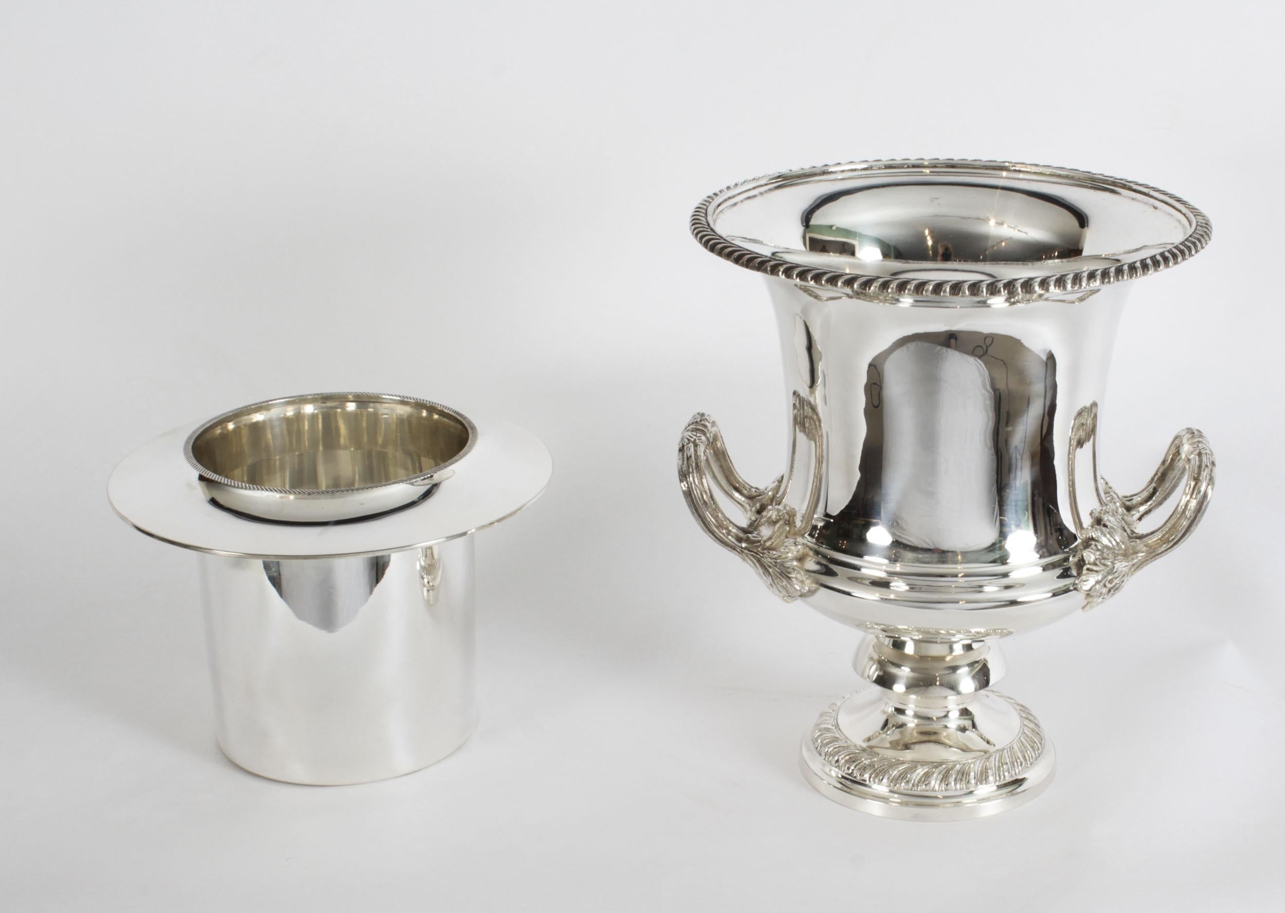Vintage Silver Plate Wine Champagne Cooler, 20th Century 13