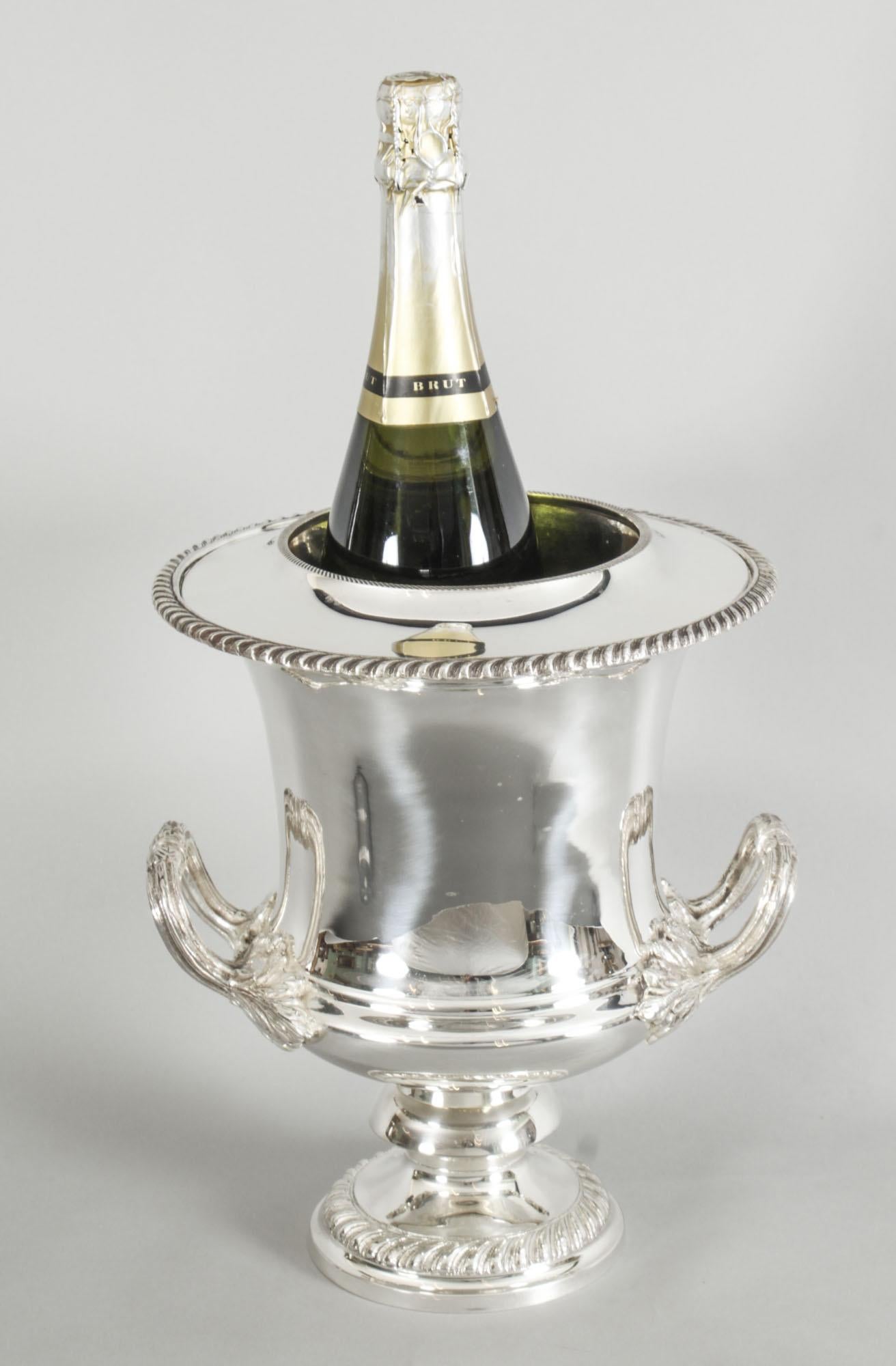 Vintage Silver Plate Wine Champagne Cooler, 20th Century 14