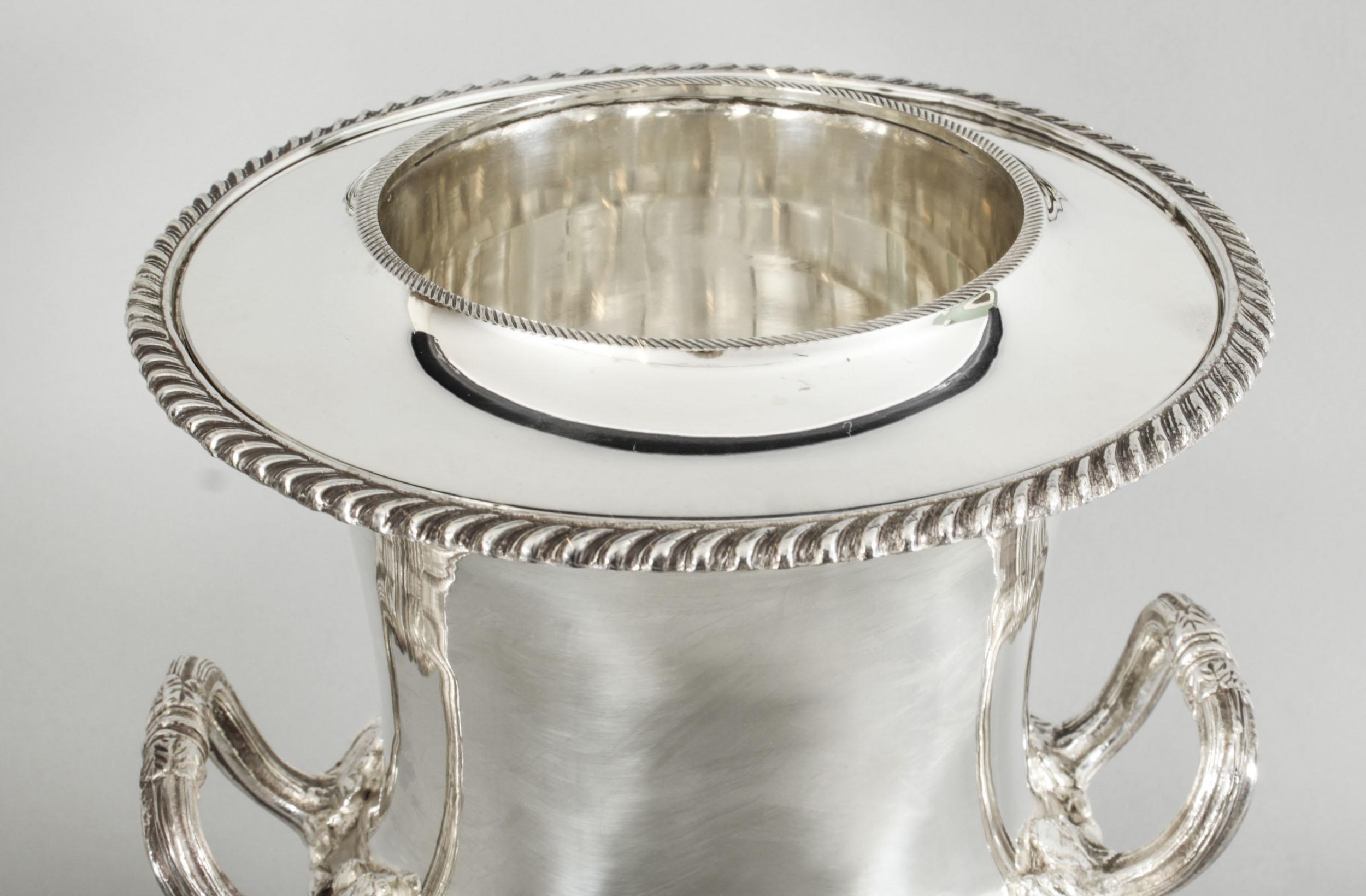 Georgian Vintage Silver Plate Wine Champagne Cooler, 20th Century
