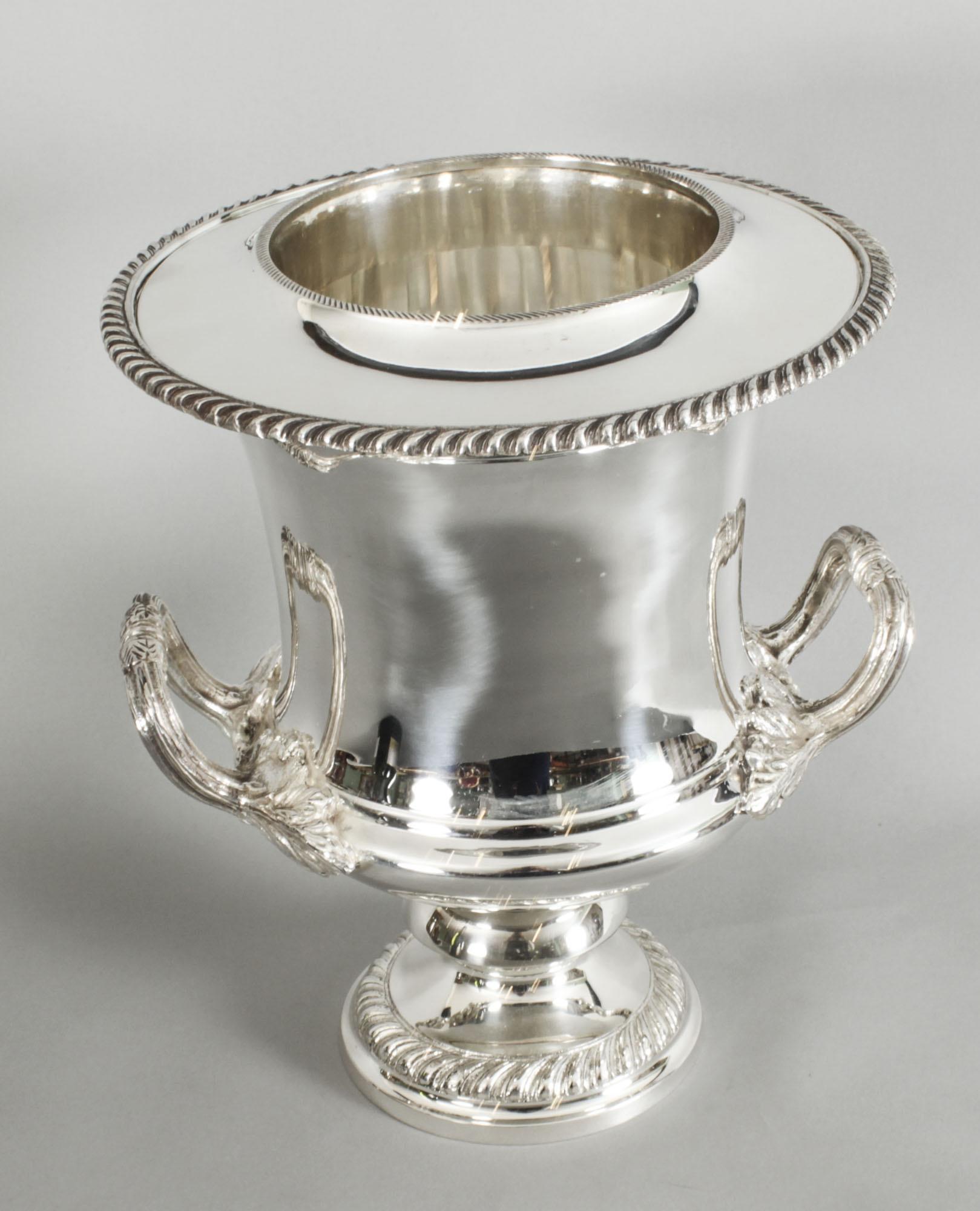 Early 20th Century Vintage Silver Plate Wine Champagne Cooler, 20th Century