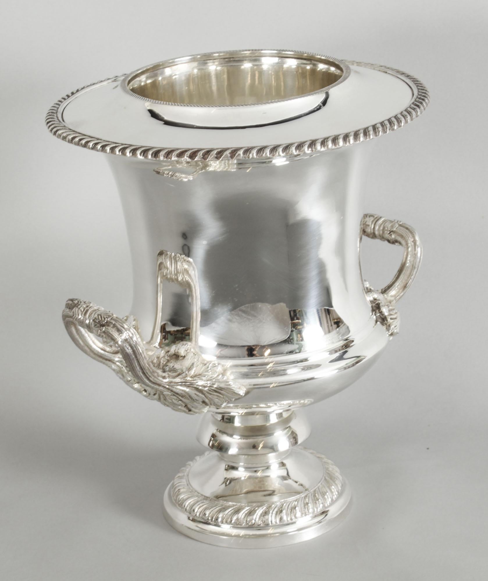 Vintage Silver Plate Wine Champagne Cooler, 20th Century 3