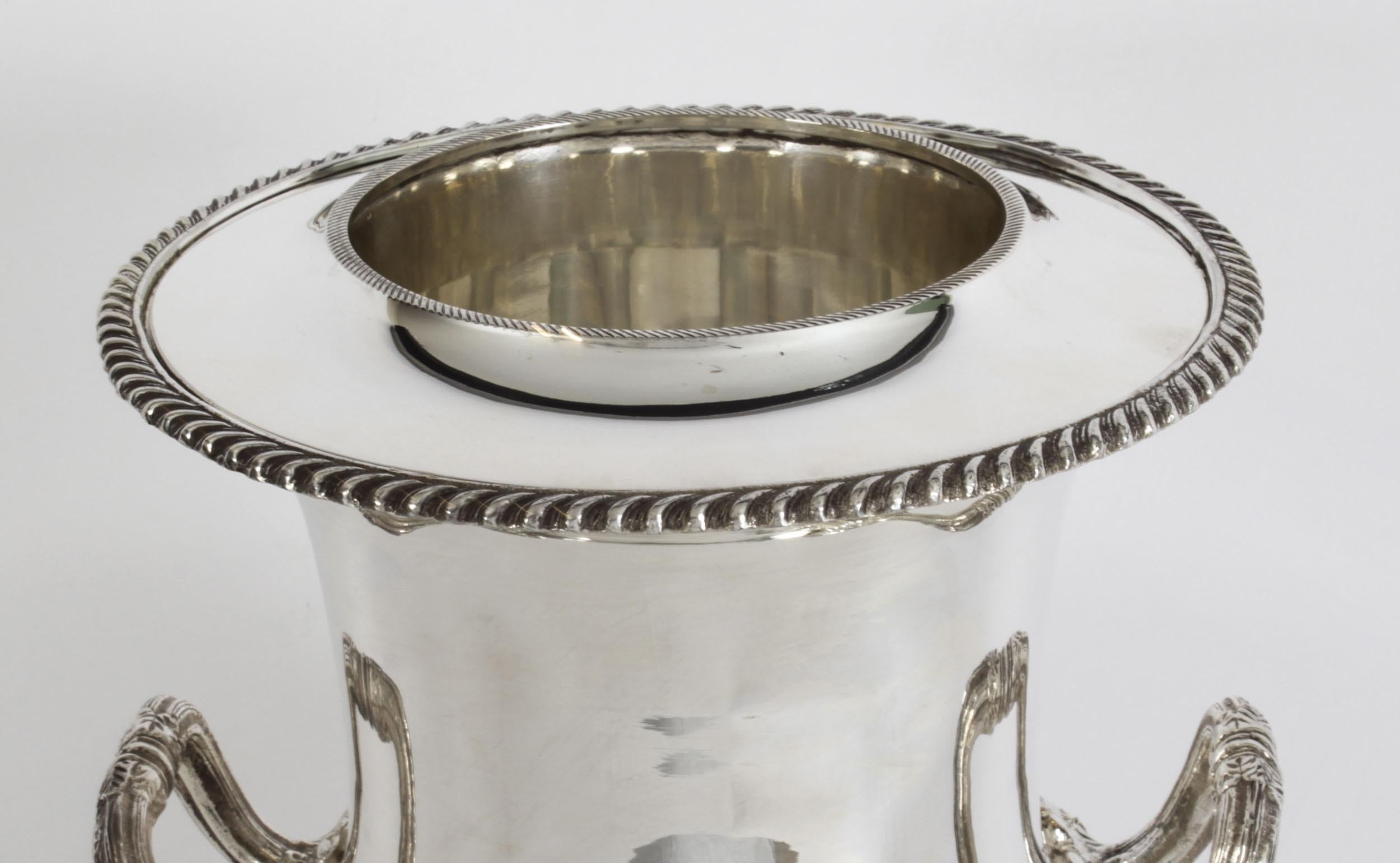 Vintage Silver Plate Wine Champagne Cooler, 20th Century 4