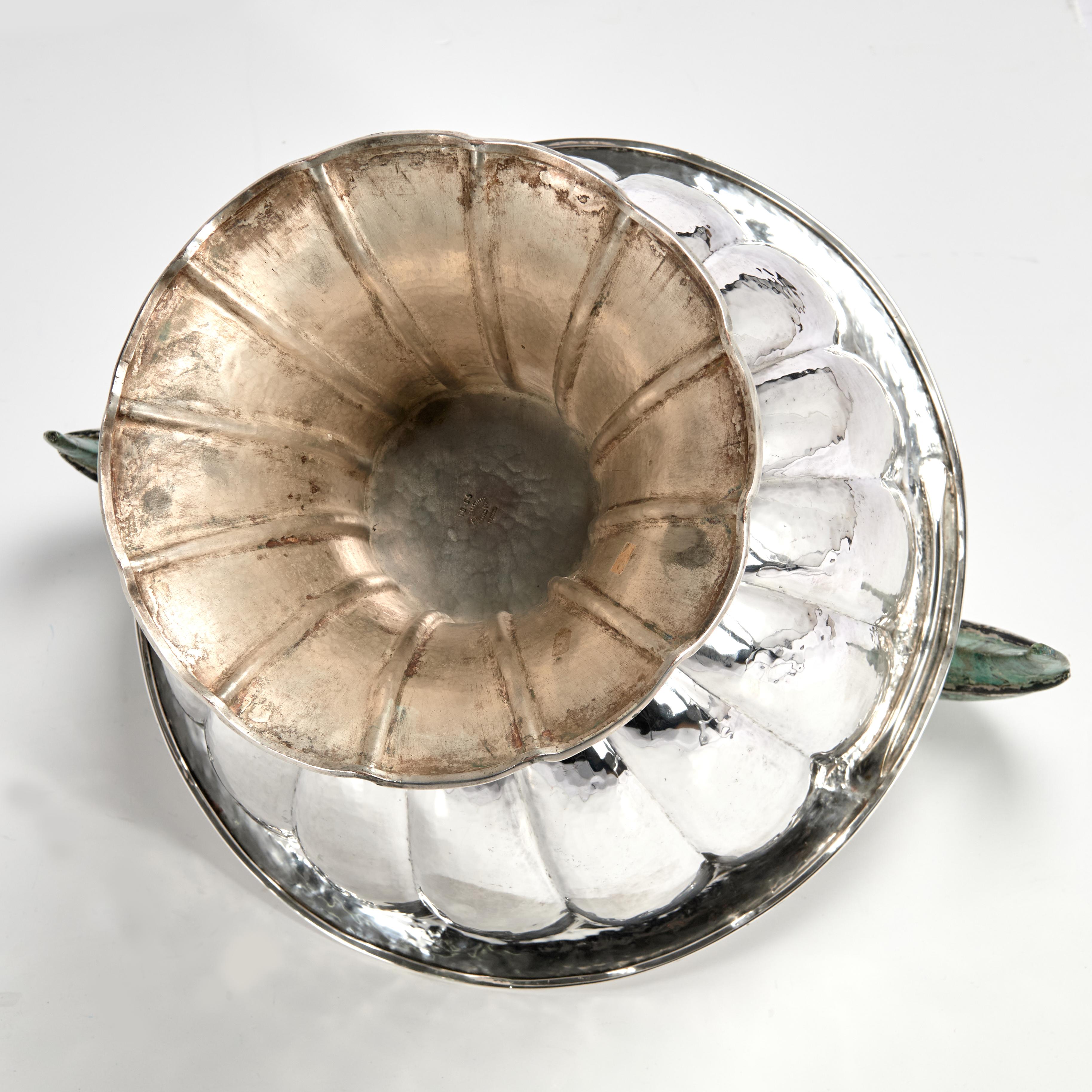 Vintage Silver Plate Wine Cooler or Bowl with Parrots by Emilia Castillo 3