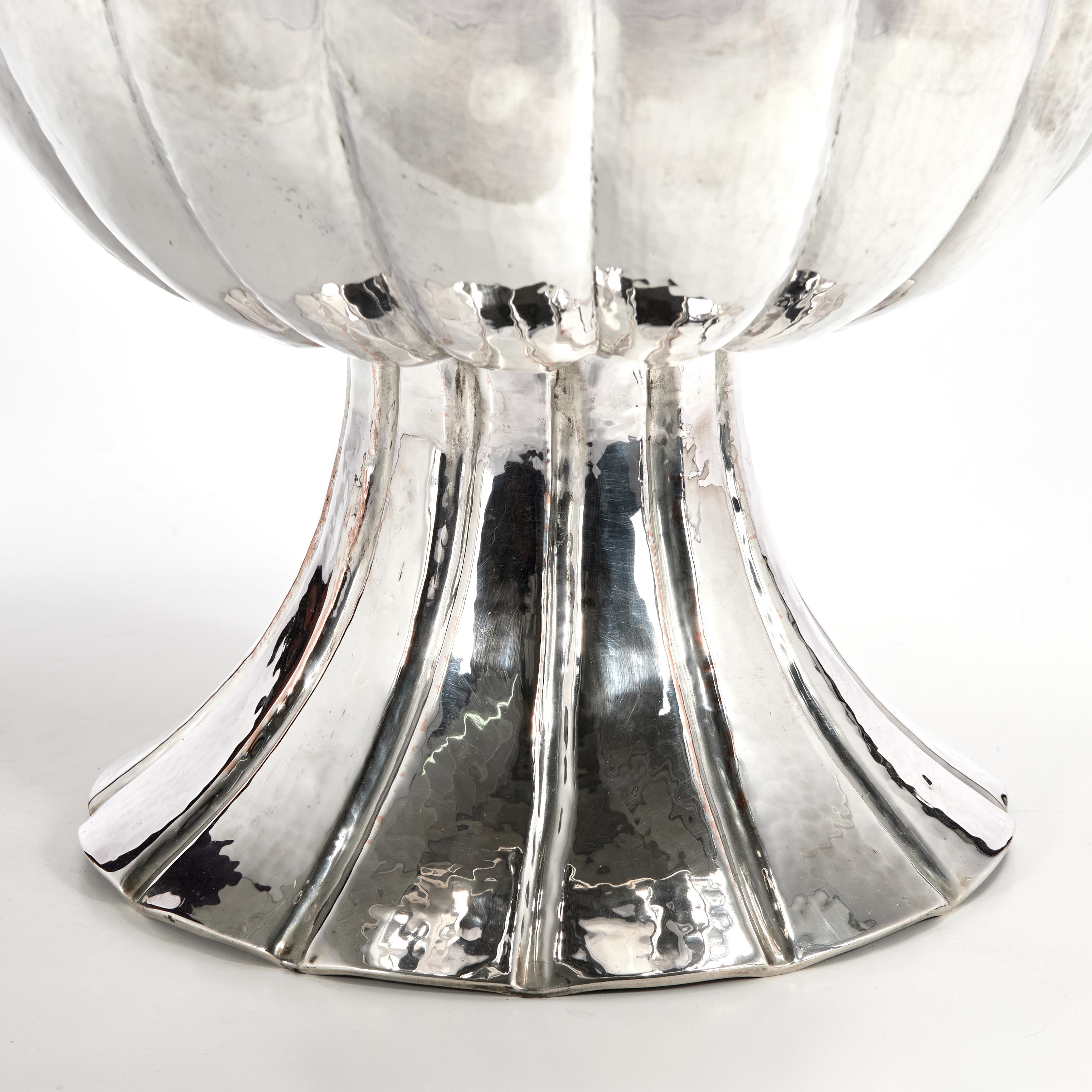Hammered Vintage Silver Plate Wine Cooler or Bowl with Parrots by Emilia Castillo