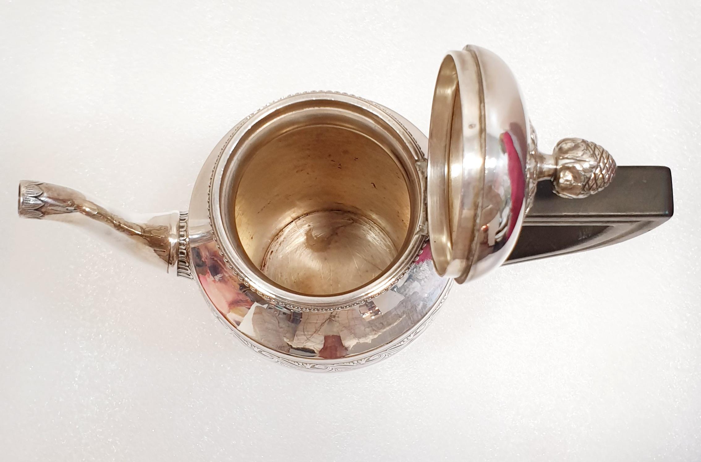 Vintage Silver Plated 5 pieces Coffe & Tea set from  Christofle 1960´s and ebony 5