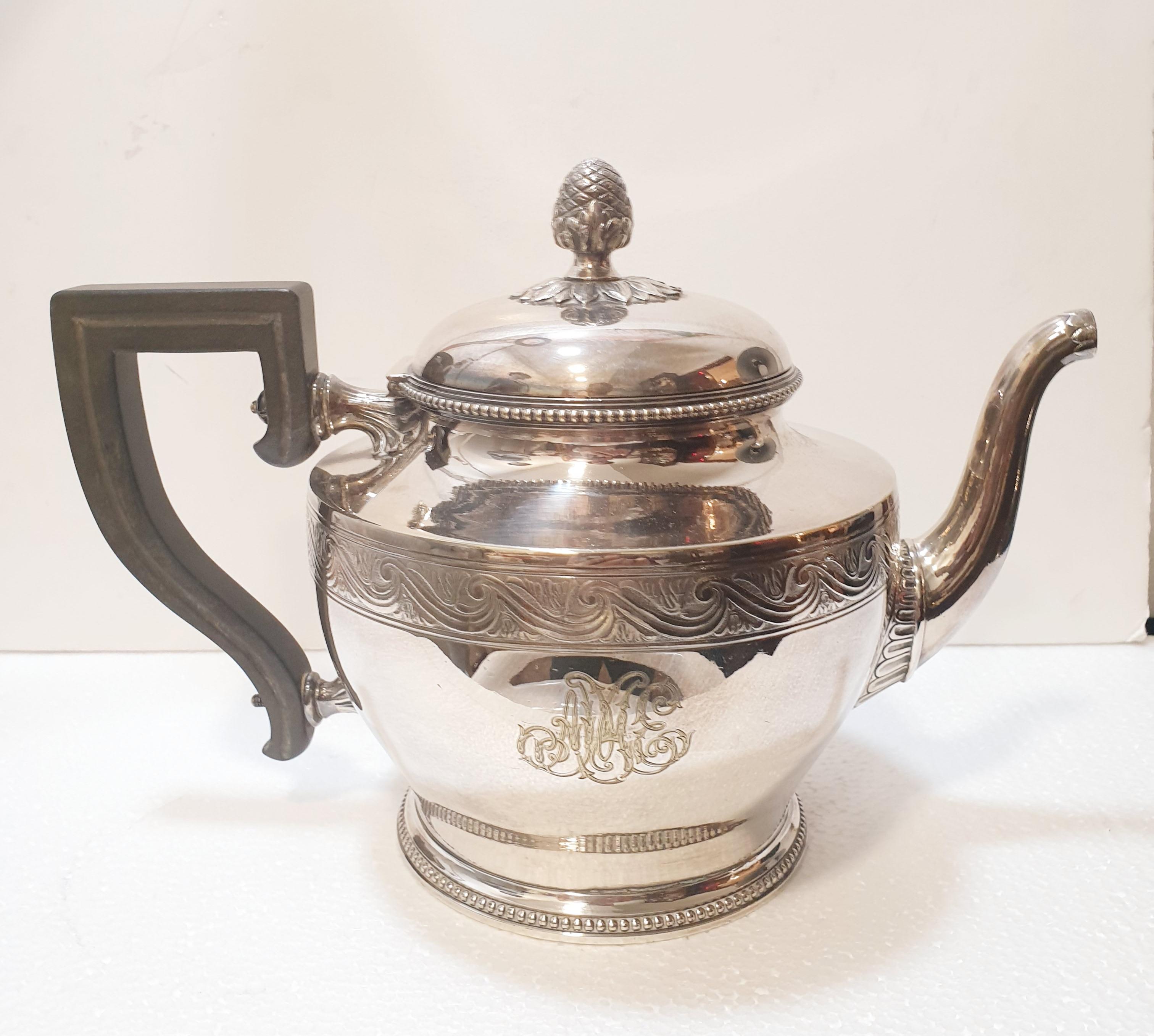 Vintage Silver Plated 5 pieces Coffe & Tea set from  Christofle 1960´s and ebony In Good Condition In BILBAO, ES