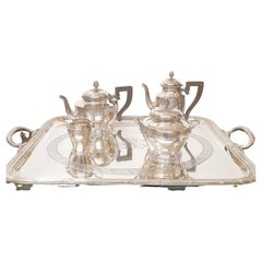 Vintage Silver Plated 5 pieces Coffe & Tea set from  Christofle 1960´s and ebony