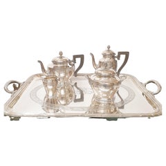 Retro Silver Plated 5 pieces Coffe & Tea set from  Christofle 1960´s and ebony