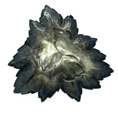 Ciotola da frutta vintage placcata in argento con foglie di ghianda, Svezia