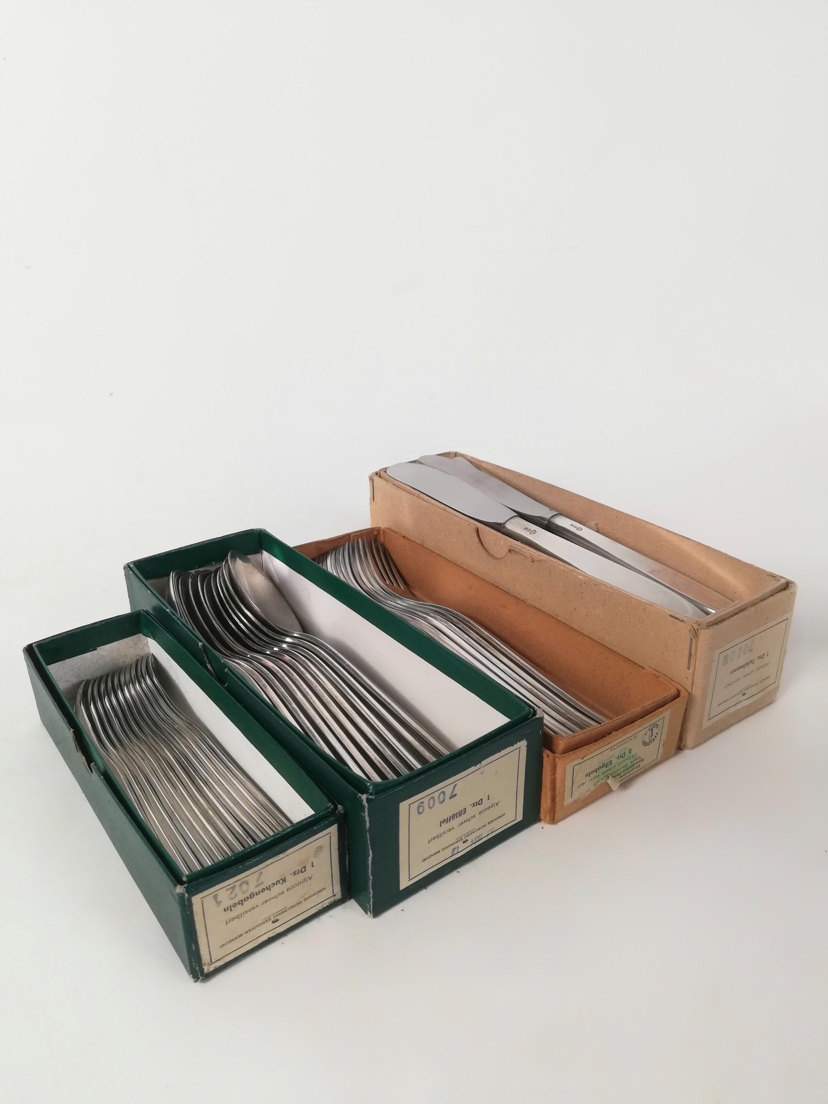 Vintage Silver-Plated Alpacca Cutlery Set by Berndorf, Austria, 1964, Set of 49 1