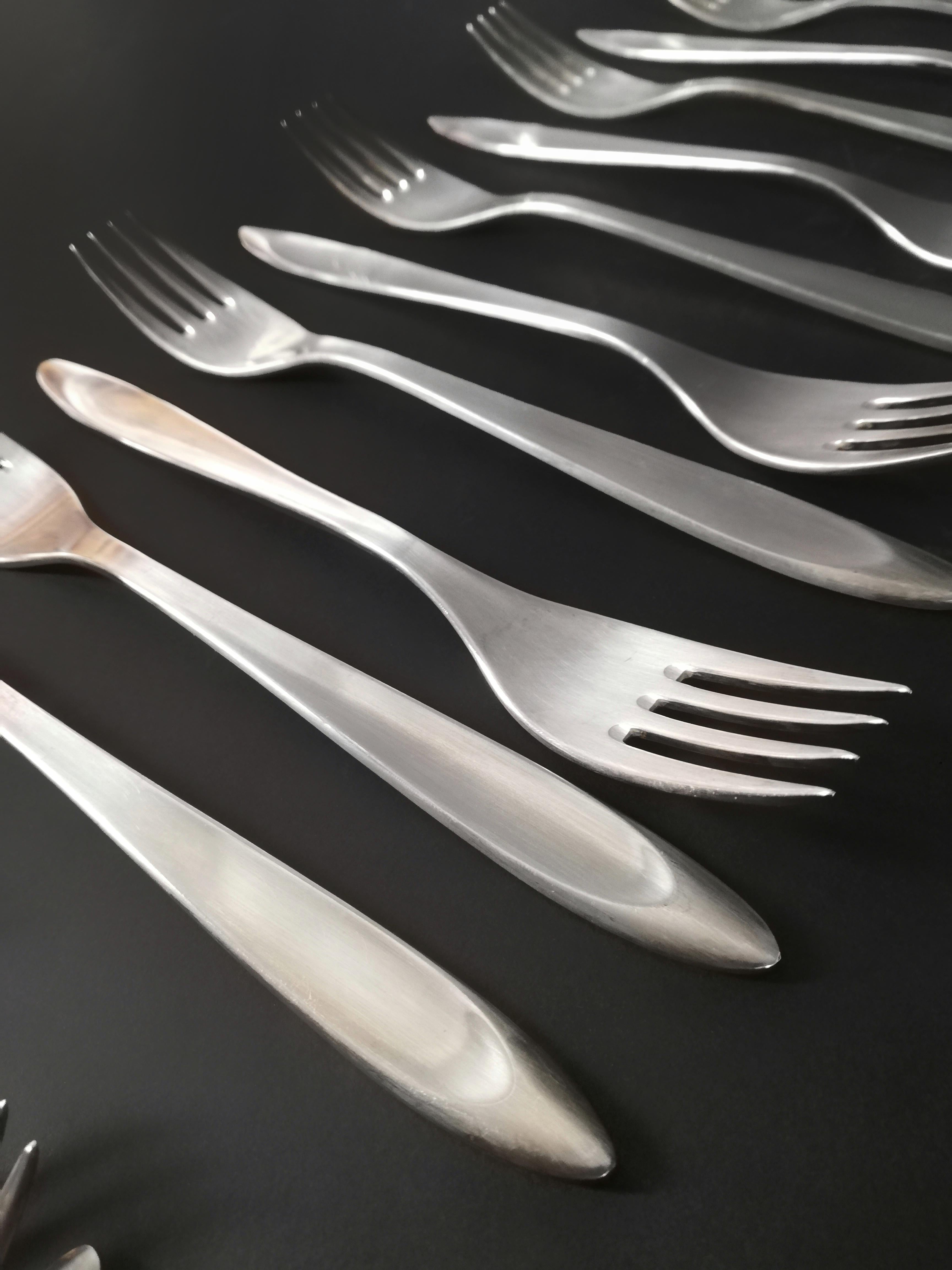 Mid-Century Modern Vintage Silver-Plated Alpacca Cutlery Set by Berndorf, Austria, 1964, Set of 49