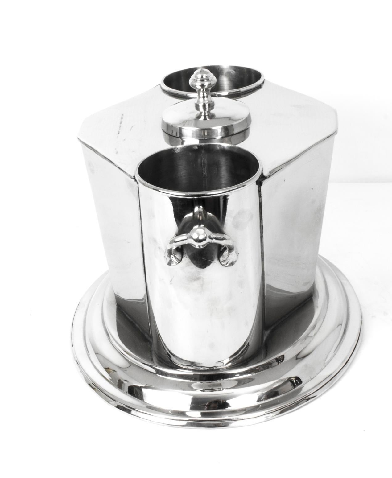 Vintage Silver Plated Art Deco Style Wine Cooler Ice Bucket 20th C 4