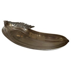 Bandeja vintage plateada en forma de plátano, Italia Años 70 - Estilo Hollywood Regency