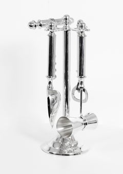 Set di accessori da bar d'epoca placcati in argento Apribottiglie cavatappi 20° secolo