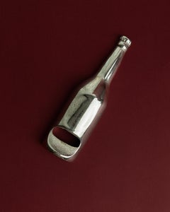 Vintage Silver Plated Bottle Opener with Bottle Shape Design, 1970s