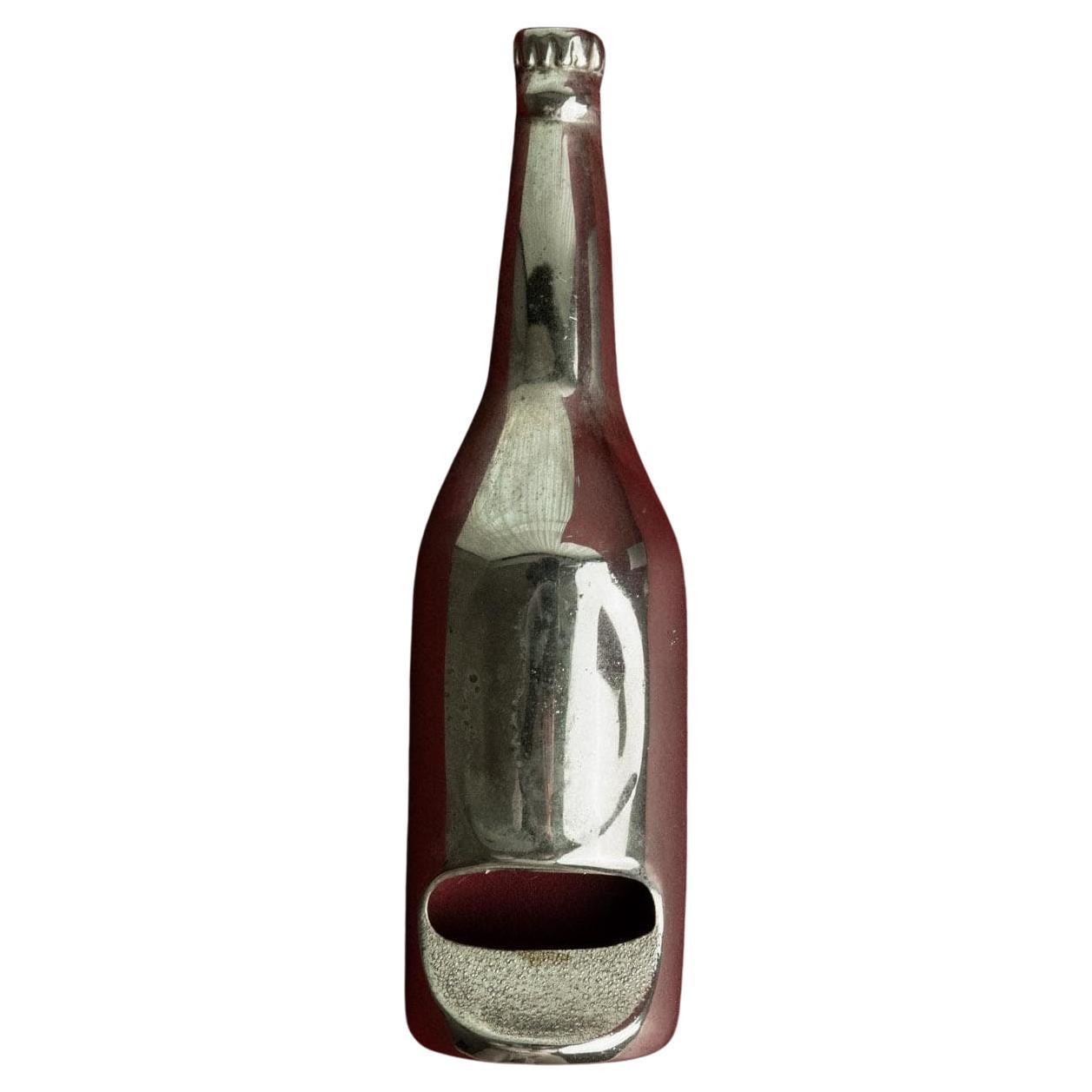 Vintage Silver Plated Bottle Opener with Bottle Shape Design, 1970s For Sale