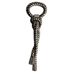 Vintage Silver Plated Bottle Opener with Rope Shape, 1940s
