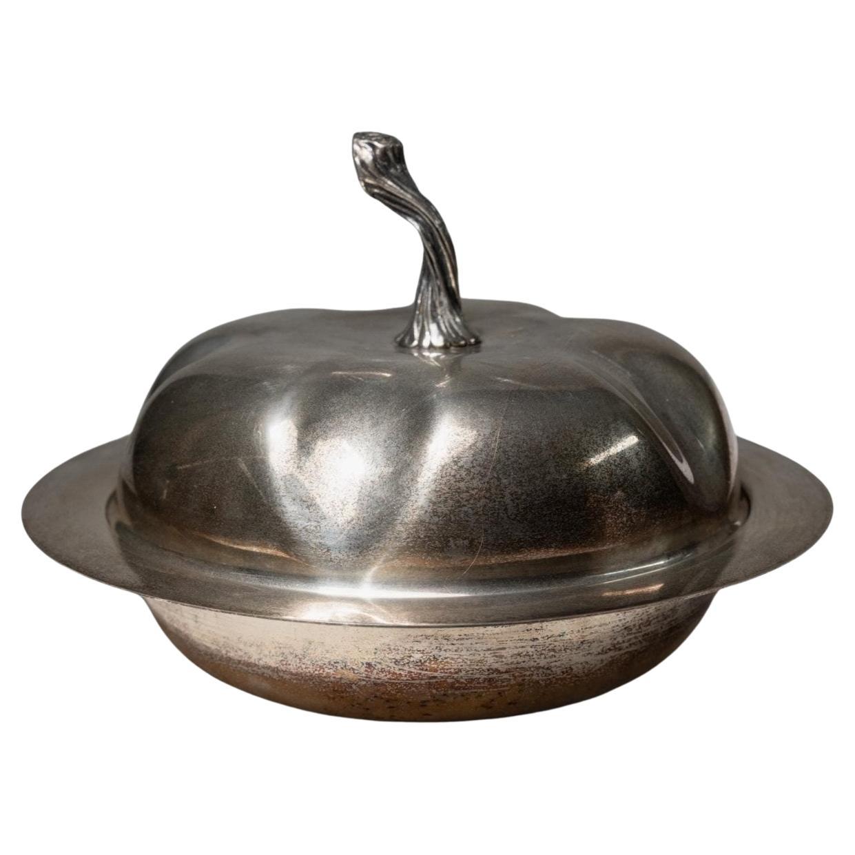 Vintage Versilberte Schale mit Deckel, 1940er Jahre