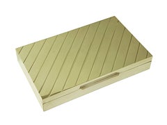 Boîte glamour vintage en bois et laiton plaqué argent des années 1970 par Rue Royale