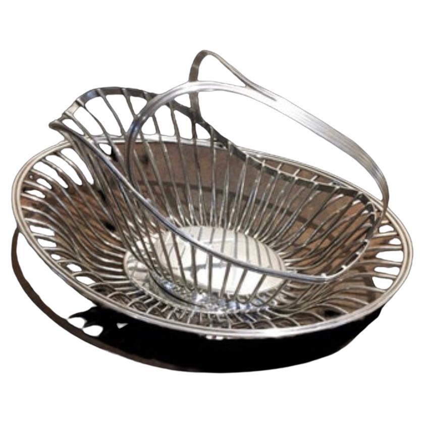 Vintage Silver Plated Bread Basket and Wine Holder by Galia Christofle