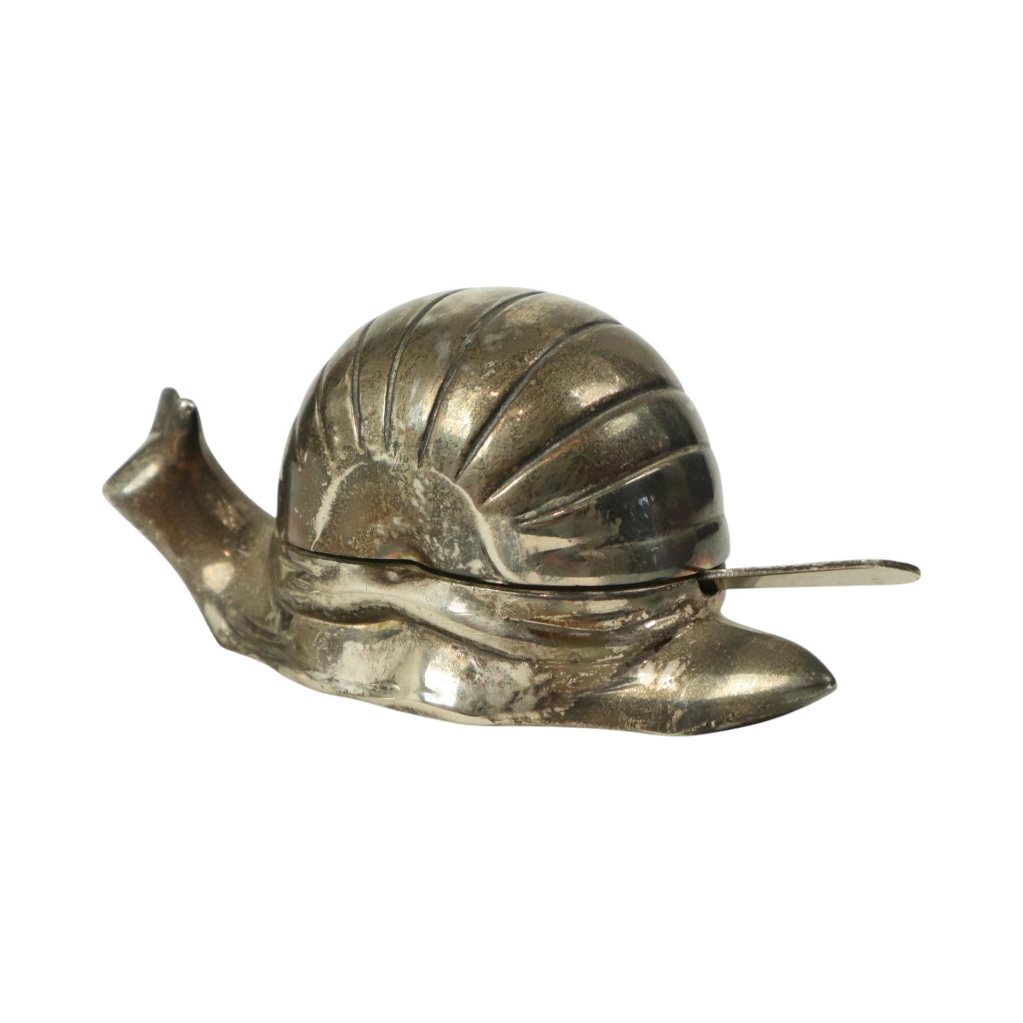 Vintage Silver Plated Butter Dish Schnecke EP Zink Hong Kong 1960s im Angebot 3