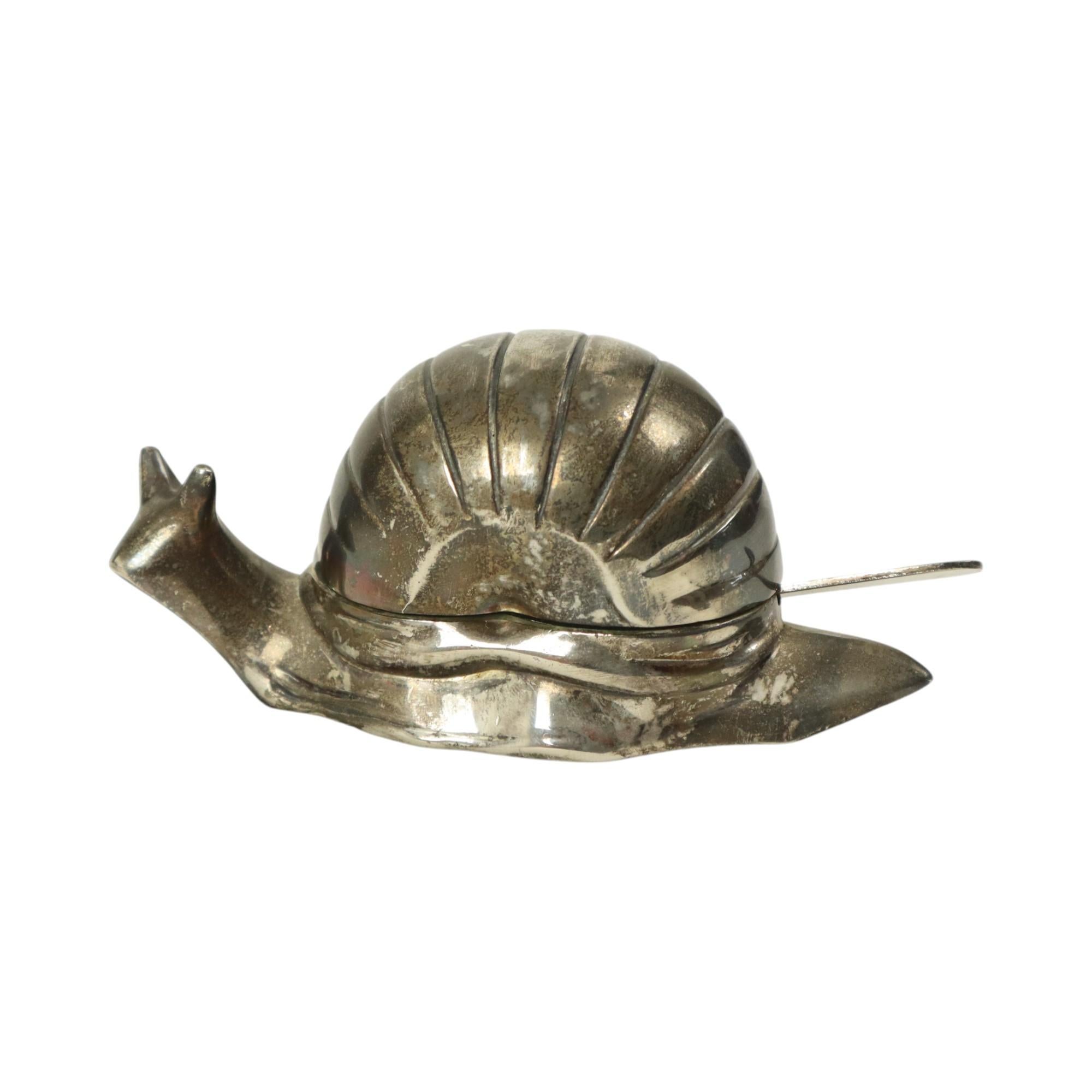 Vintage Silver Plated Butter Dish Schnecke EP Zink Hong Kong 1960s im Angebot 4