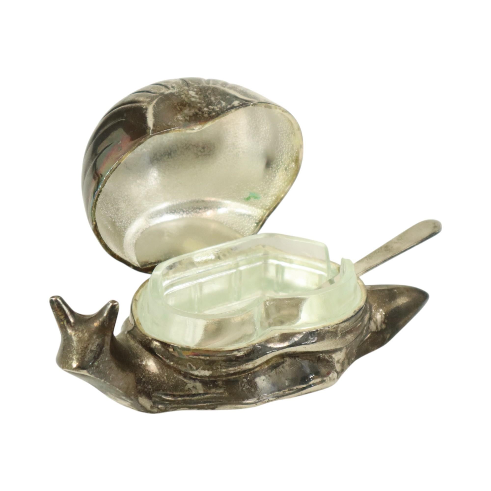 Vintage Silver Plated Butter Dish Schnecke EP Zink Hong Kong 1960s (Japanisch) im Angebot
