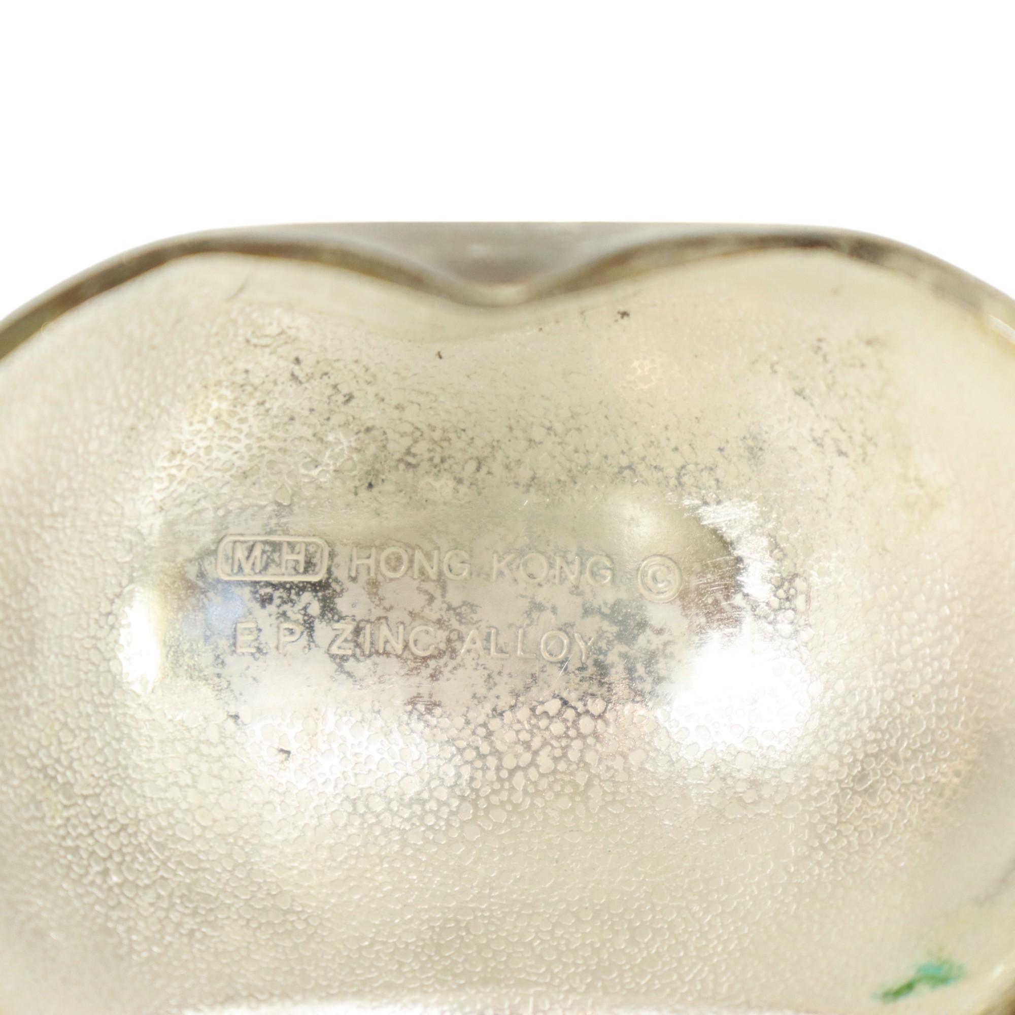 Vintage Silver Plated Butter Dish Schnecke EP Zink Hong Kong 1960s im Zustand „Gut“ im Angebot in Poperinge, BE