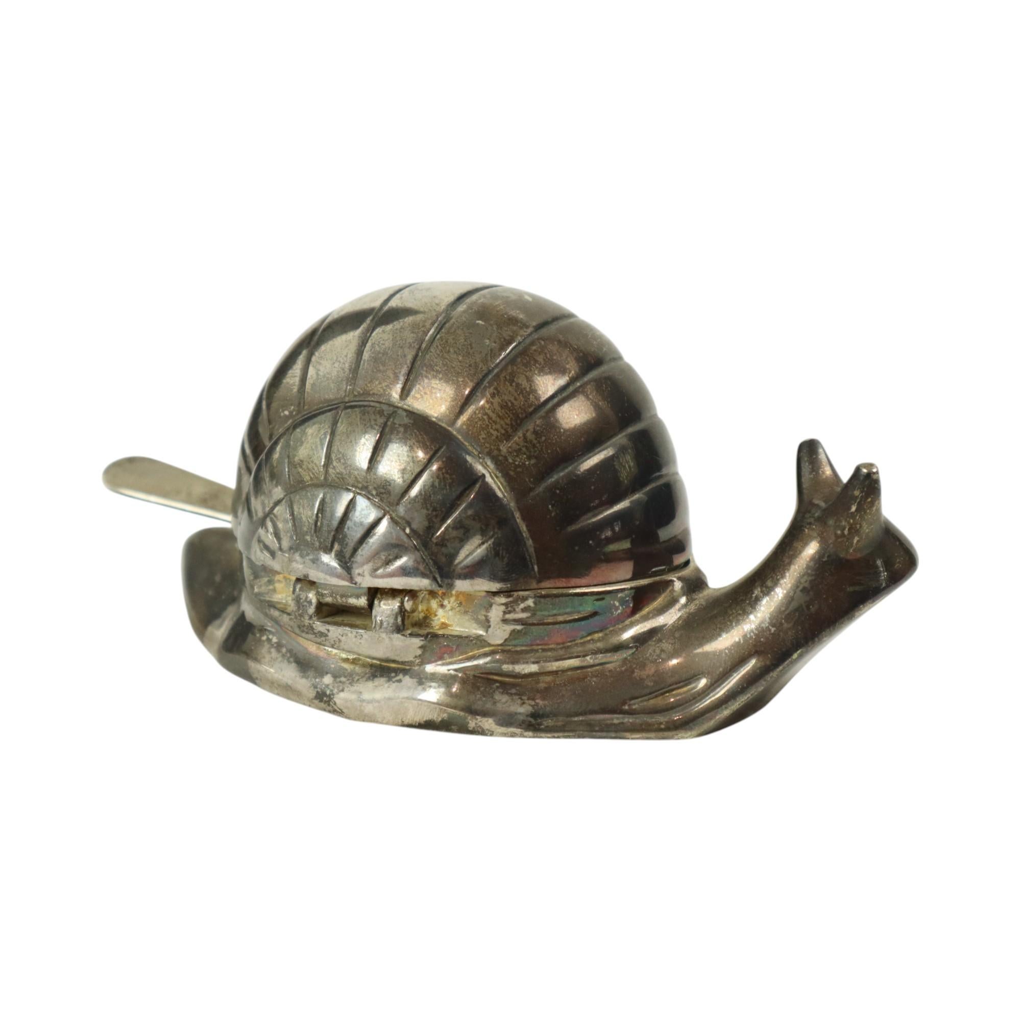 Vintage Silver Plated Butter Dish Schnecke EP Zink Hong Kong 1960s (Versilberung) im Angebot