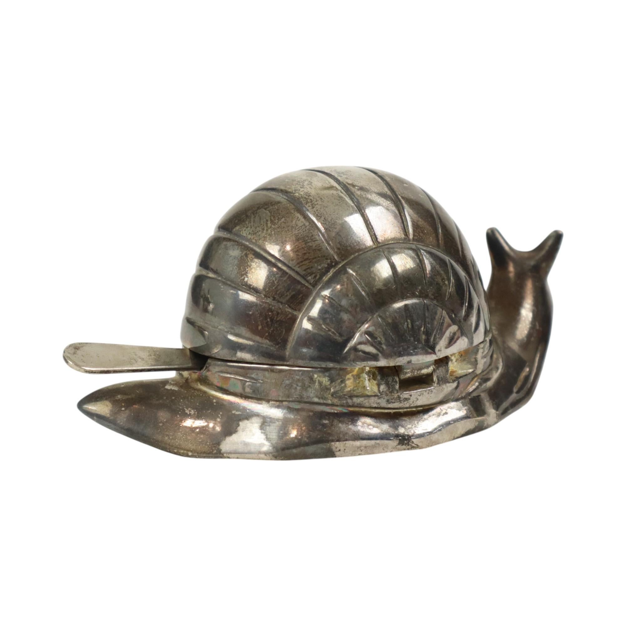 Vintage Silver Plated Butter Dish Schnecke EP Zink Hong Kong 1960s im Angebot 1