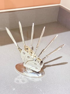 Juego de seis cuchillos decorativos con forma de mariposa chapados en plata vintage