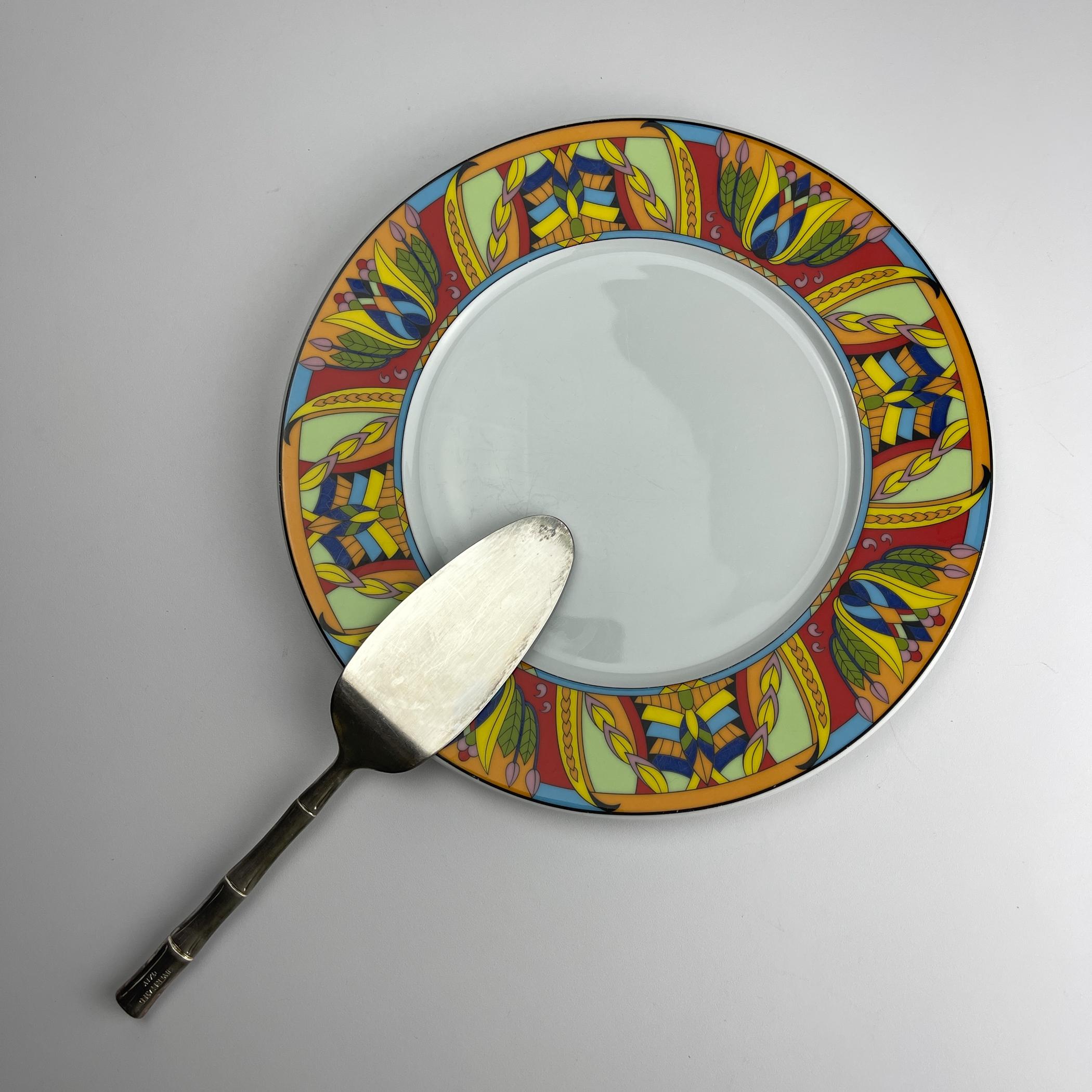 Vintage versilberter Tortenheber mit bambusförmigem Griff, Italien 1950er Jahre im Angebot 3