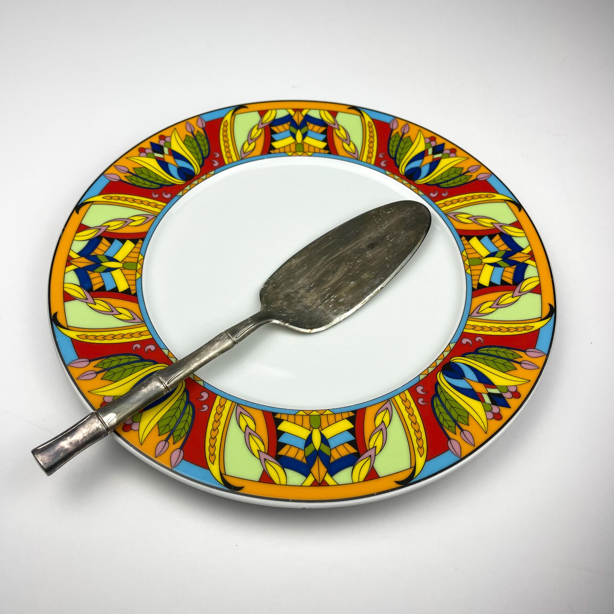 Vintage versilberter Tortenheber mit bambusförmigem Griff, Italien 1950er Jahre (Moderne der Mitte des Jahrhunderts) im Angebot
