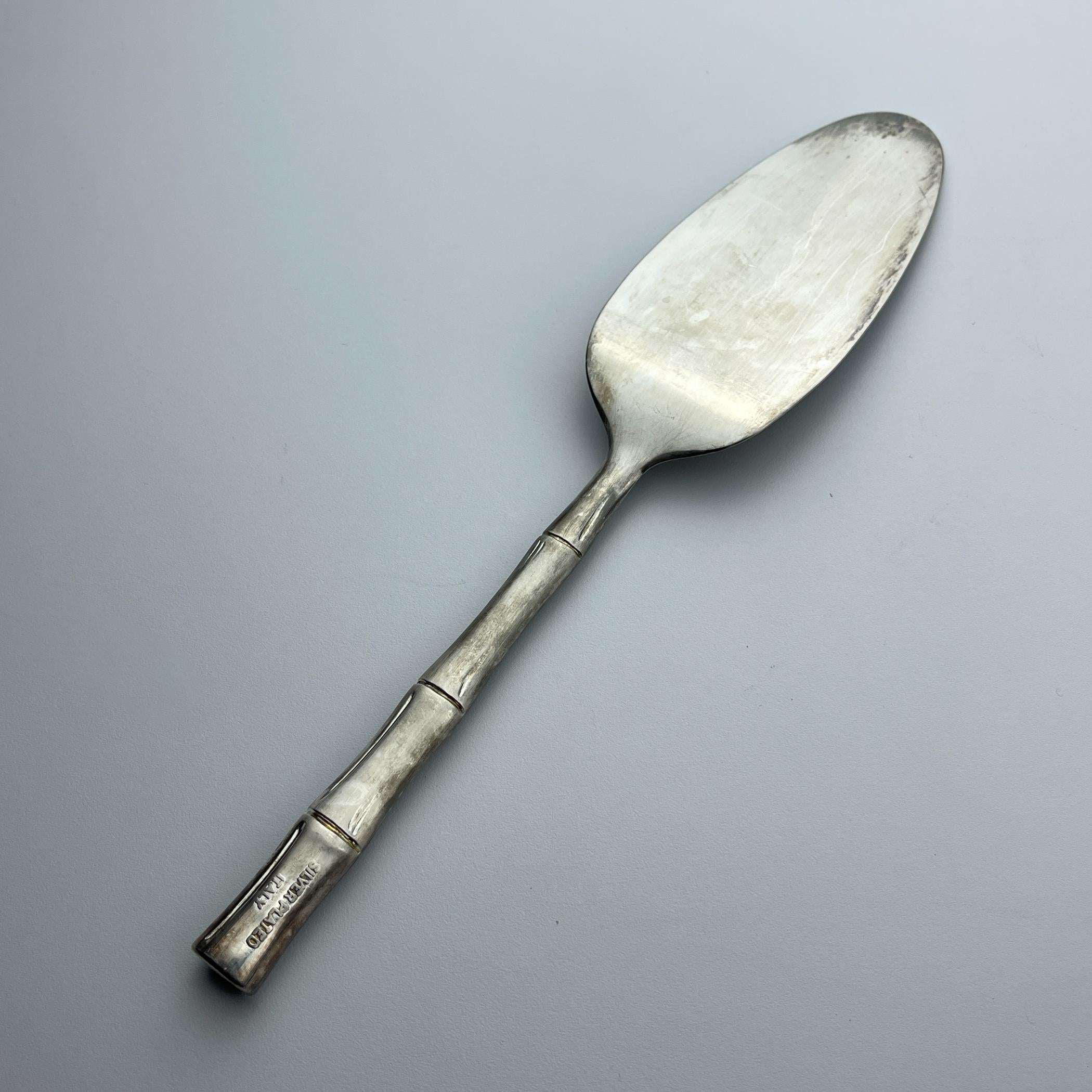 Vintage versilberter Tortenheber mit bambusförmigem Griff, Italien 1950er Jahre im Zustand „Gut“ im Angebot in Miklavž Pri Taboru, SI
