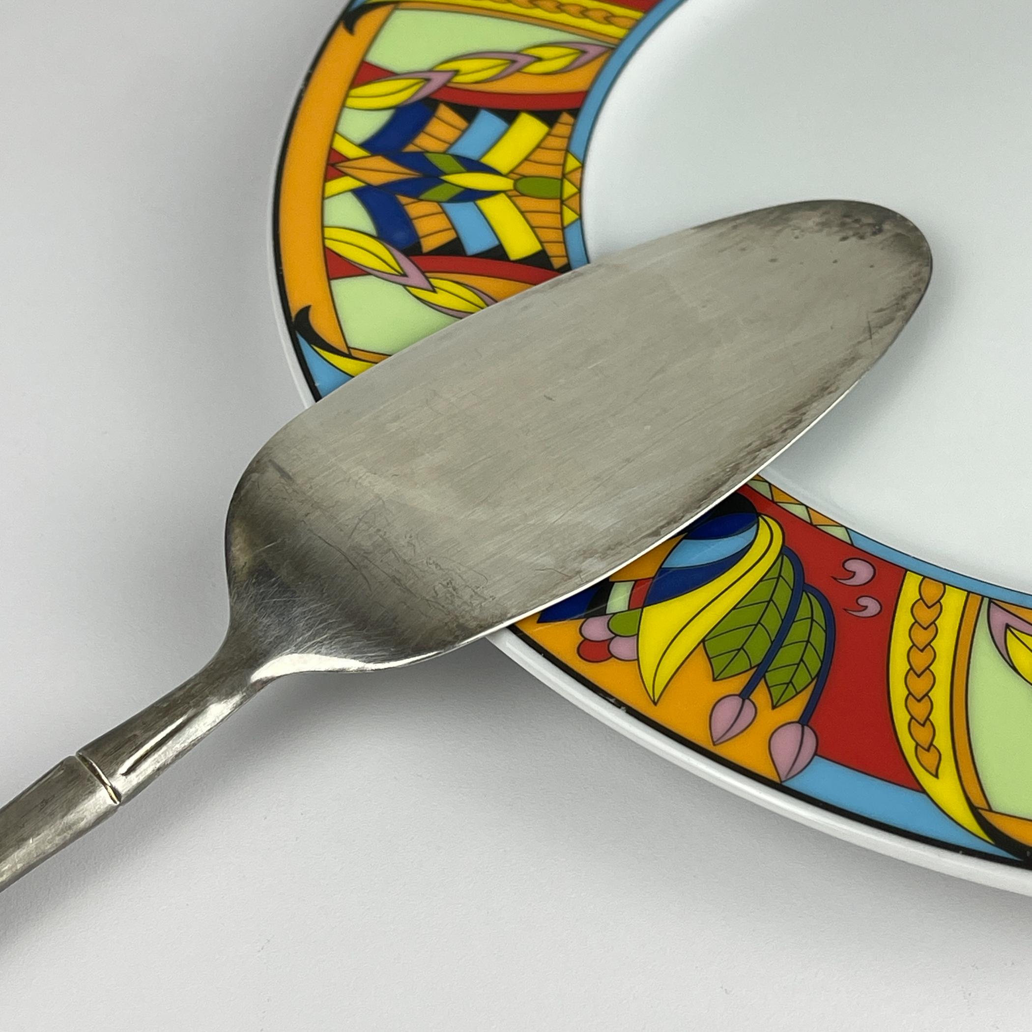 Vintage versilberter Tortenheber mit bambusförmigem Griff, Italien 1950er Jahre im Angebot 2
