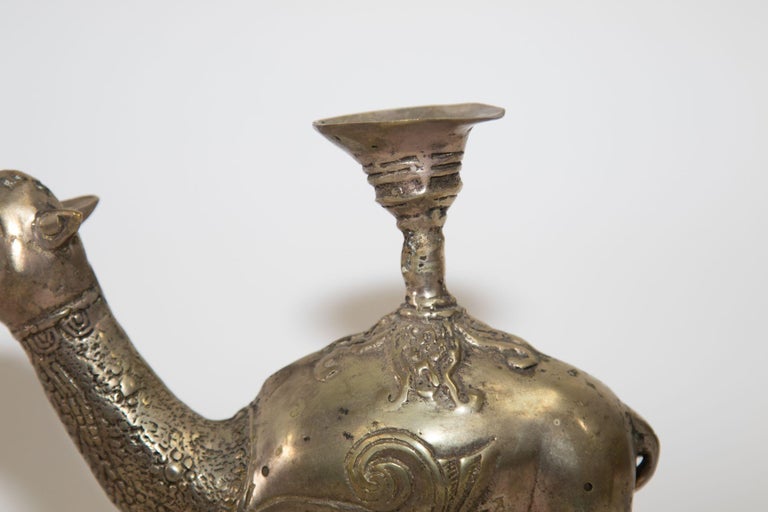 Vintage Silver Plated Camel Form Candle Holder For Sale at 1stDibs