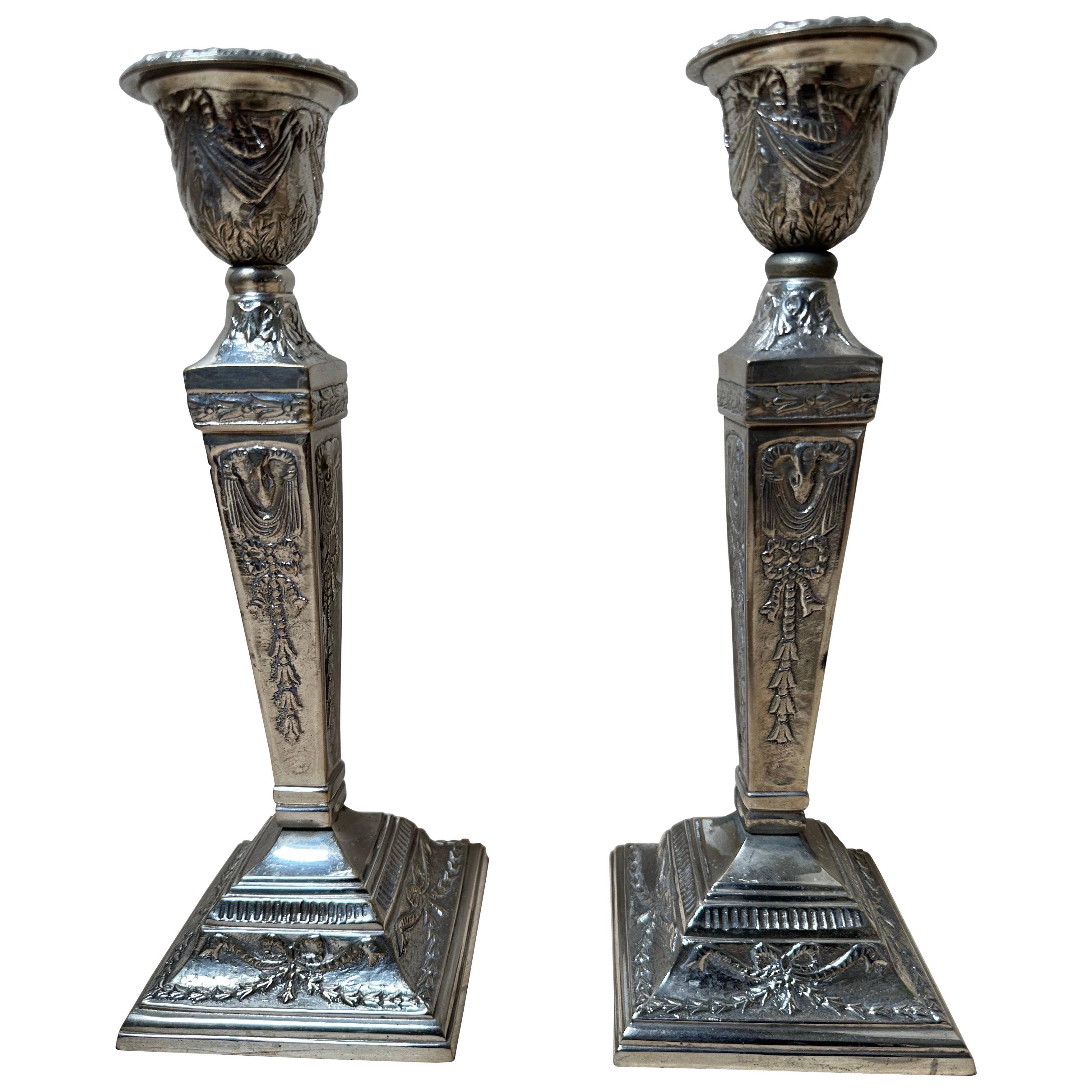 Palos de vela vintage chapados en plata, c. 1960