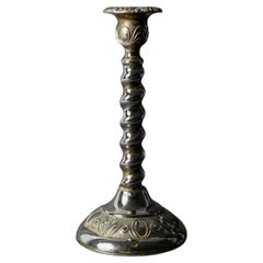 Vintage Silver Plated Candleholder with Twisted Victorian Design, England, 1940s