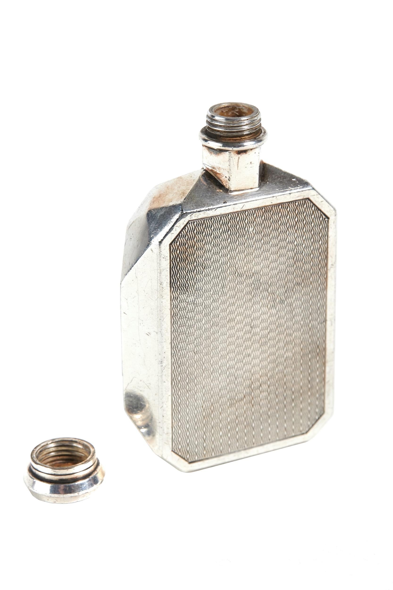 British Vintage Silver plated car Radiator Hip Flask by James Dixon For Sale