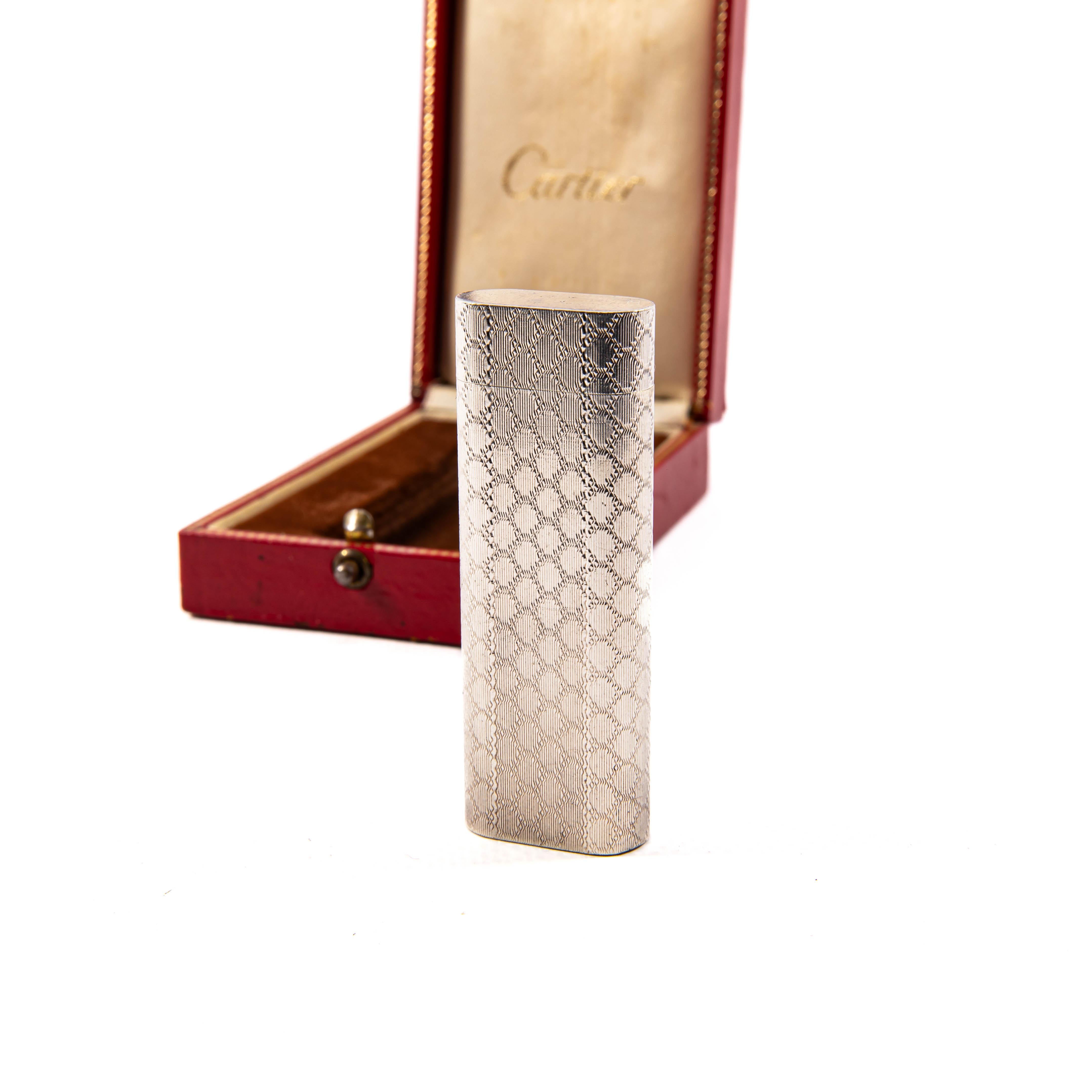Vintage Silver Plated CARTIER Les Must Lighter in Box 1970s In Good Condition In DELFT, NL