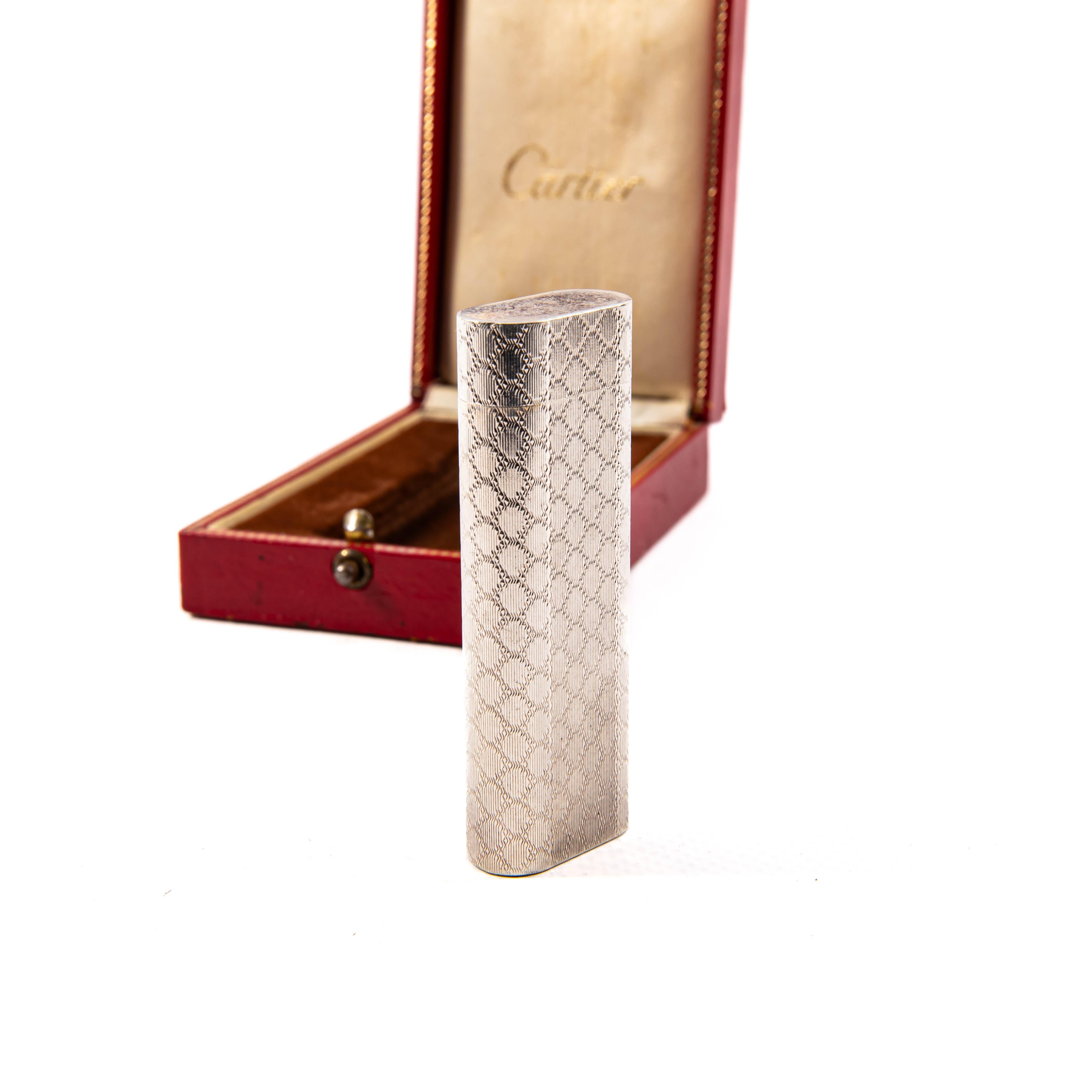 Women's or Men's Vintage Silver Plated CARTIER Les Must Lighter in Box 1970s