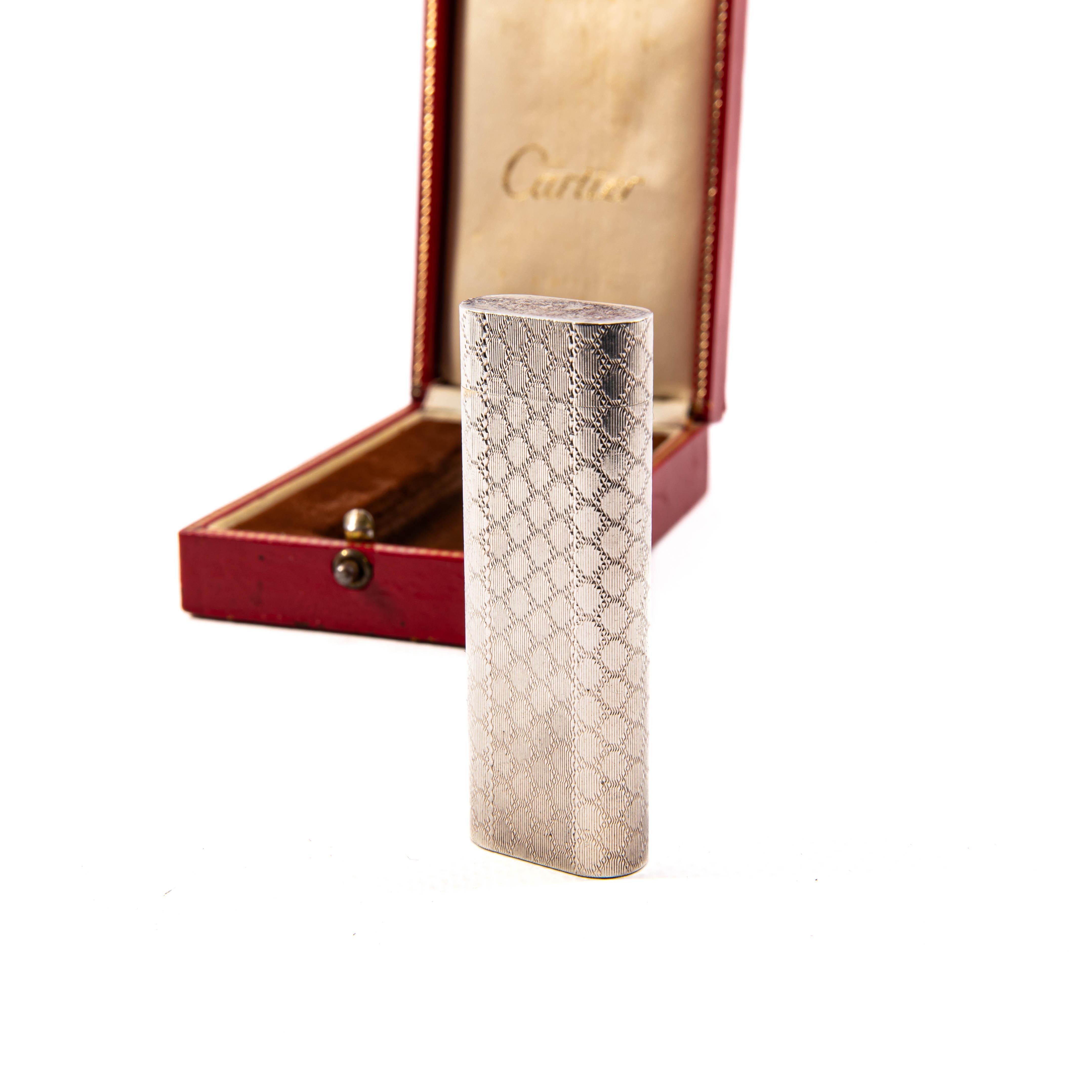 Vintage Silver Plated CARTIER Les Must Lighter in Box 1970s 1
