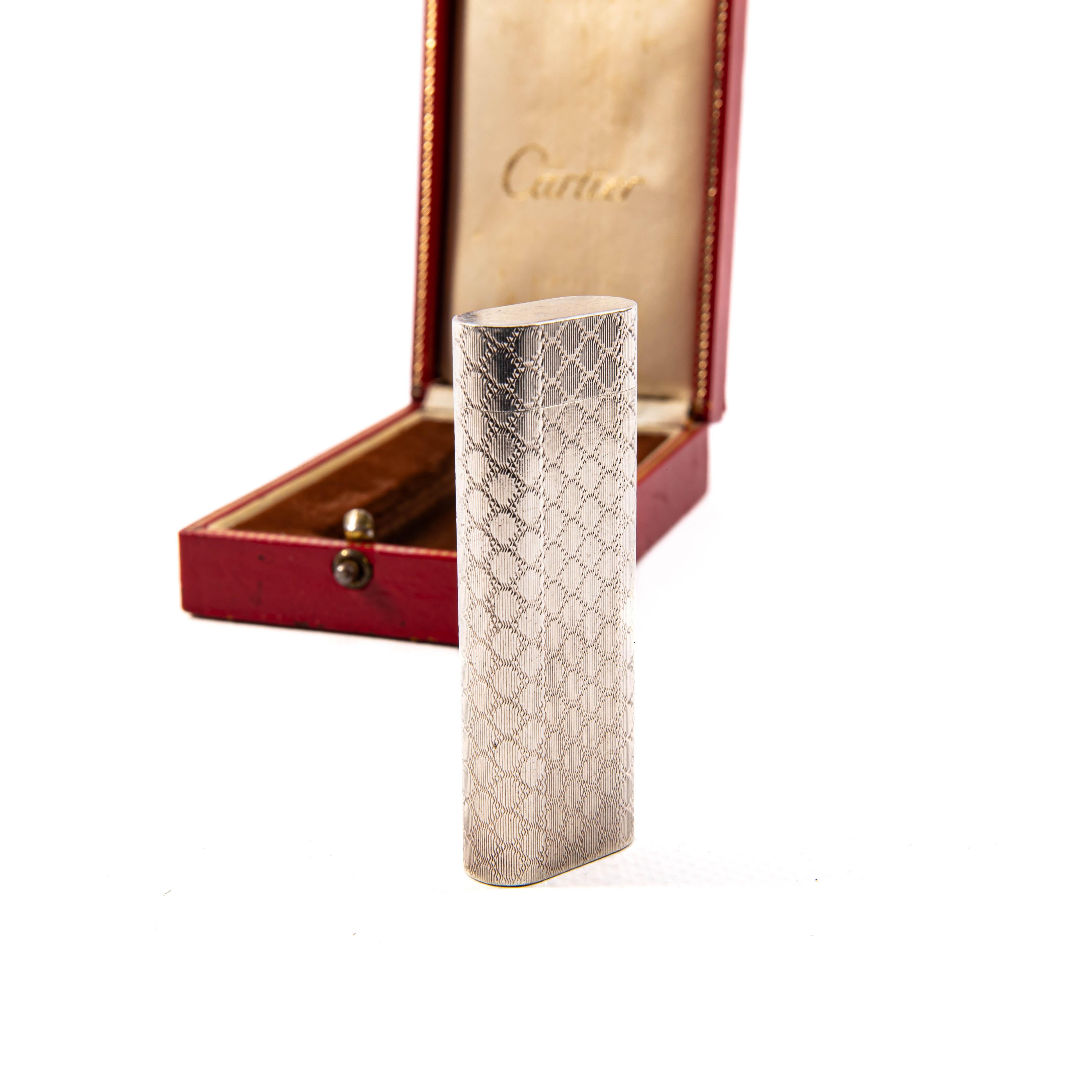 Vintage Silver Plated CARTIER Les Must Lighter in Box 1970s 2