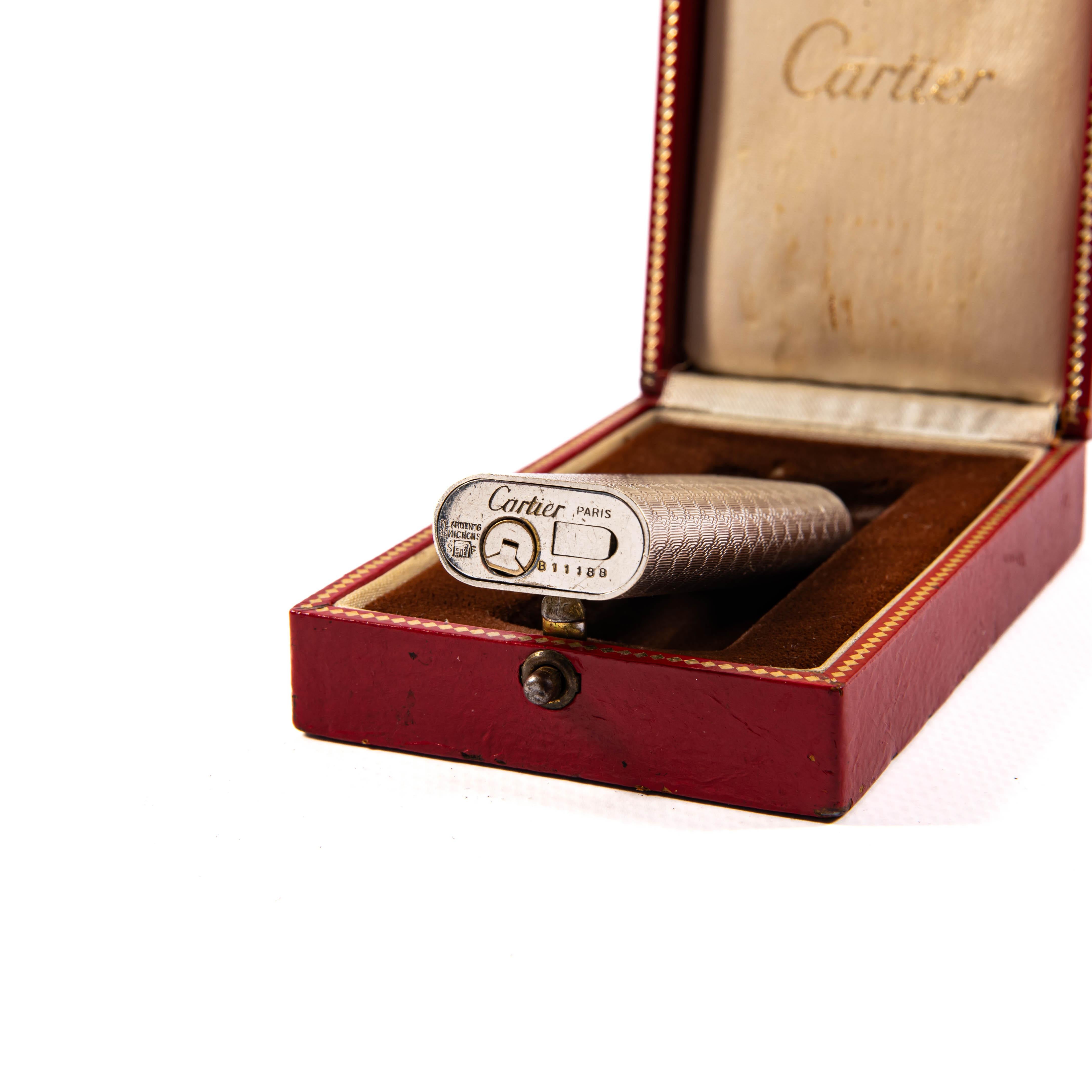Vintage Silver Plated CARTIER Les Must Lighter in Box 1970s 5