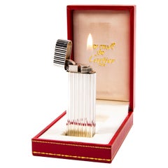 Vintage Silver Plated CARTIER Les Must Lighter in Box 1970s