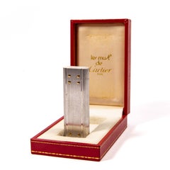 Vintage A Silver Plated CARTIER Santos Lighter in Box 1980