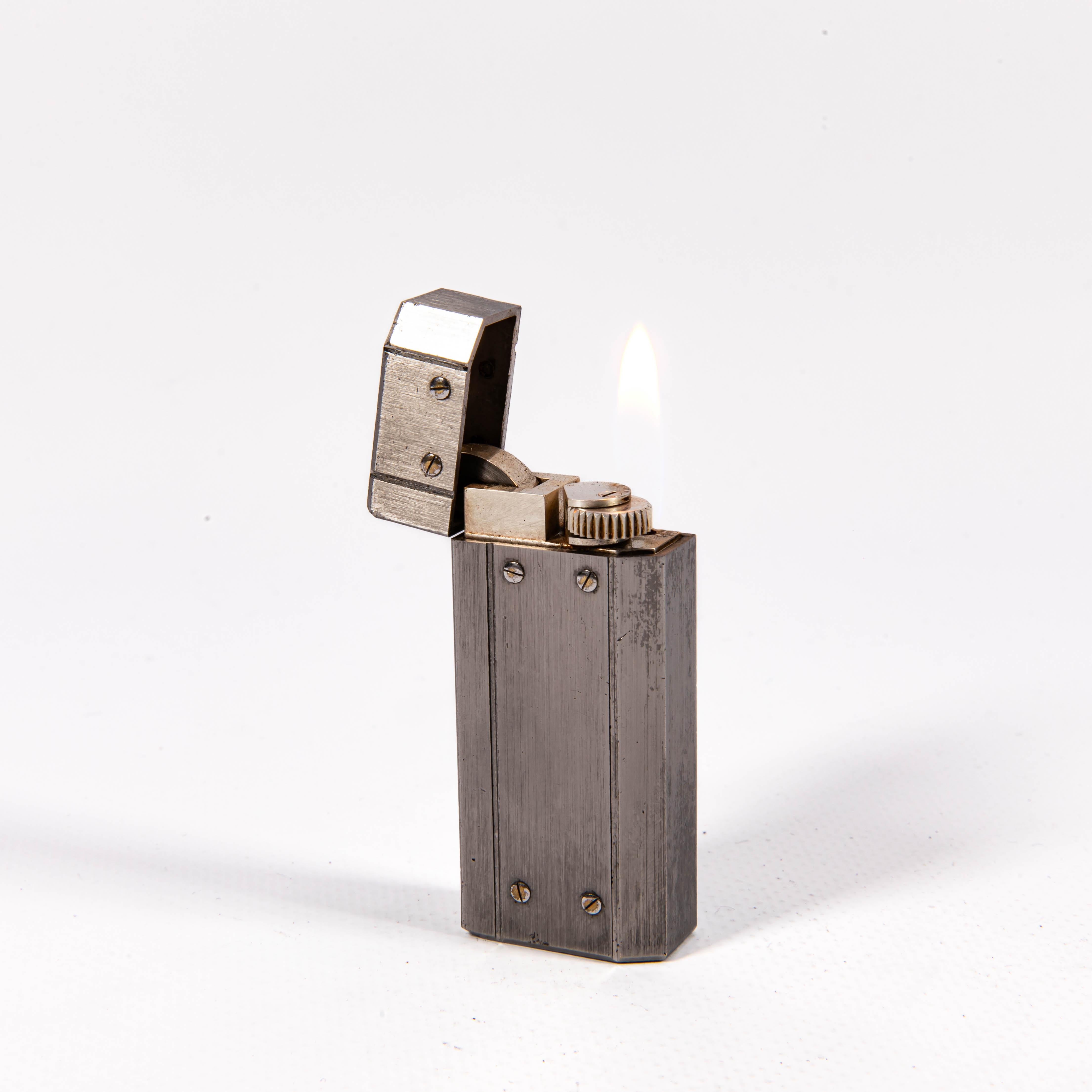 A. Silver placcato d'argento CARTIER Santos Mini Accendino anni '80 in vendita 2